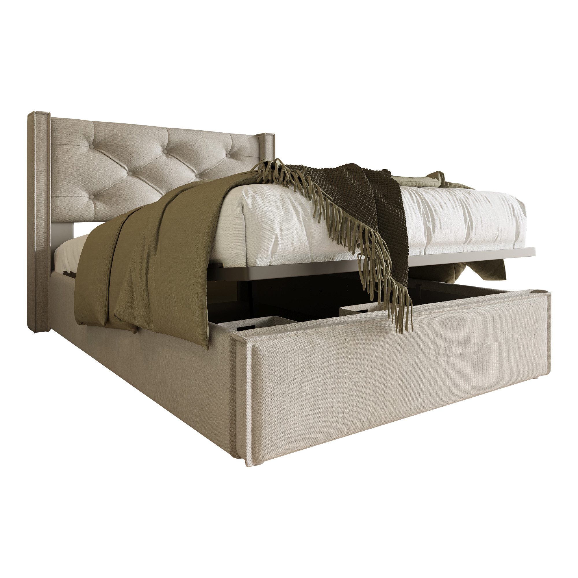 Flieks Polsterbett, Hydraulisches Einzelbett Funktionsbett Baumwolle günstig online kaufen