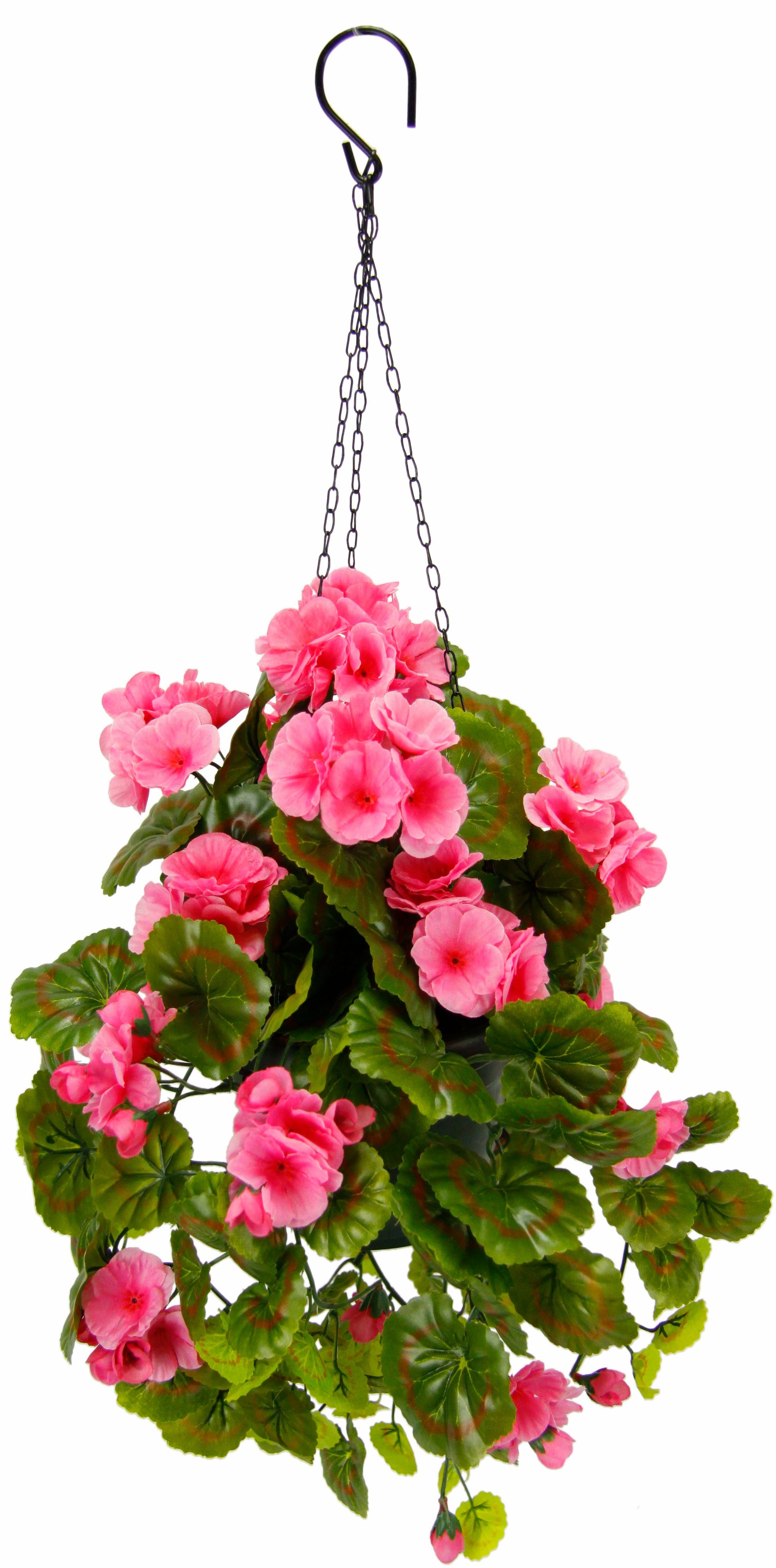Kunstblume Geranie, I.GE.A., Höhe 60 cm, Im Topf, mit Hängeampel, künstliche Geranien