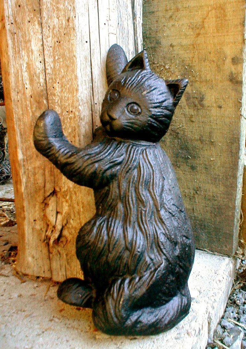 Antikas Wanddekoobjekt Türstopper schwarze Katze, Skulptur, Türöffner, schw günstig online kaufen