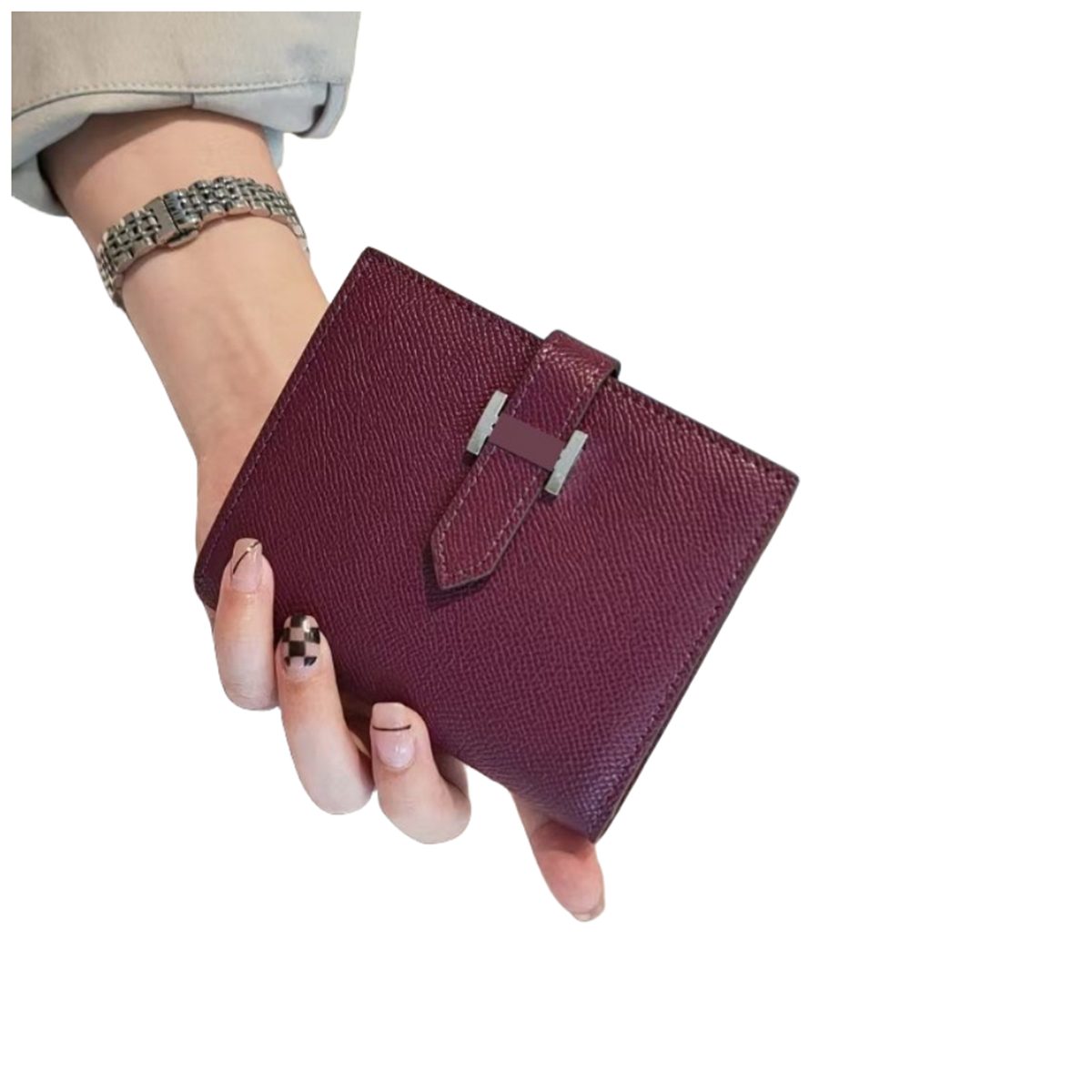 carefully selected Brieftasche Mini-Geldbörse aus Leder mit mehreren Kartenfächern und Münzfächern dunkellila