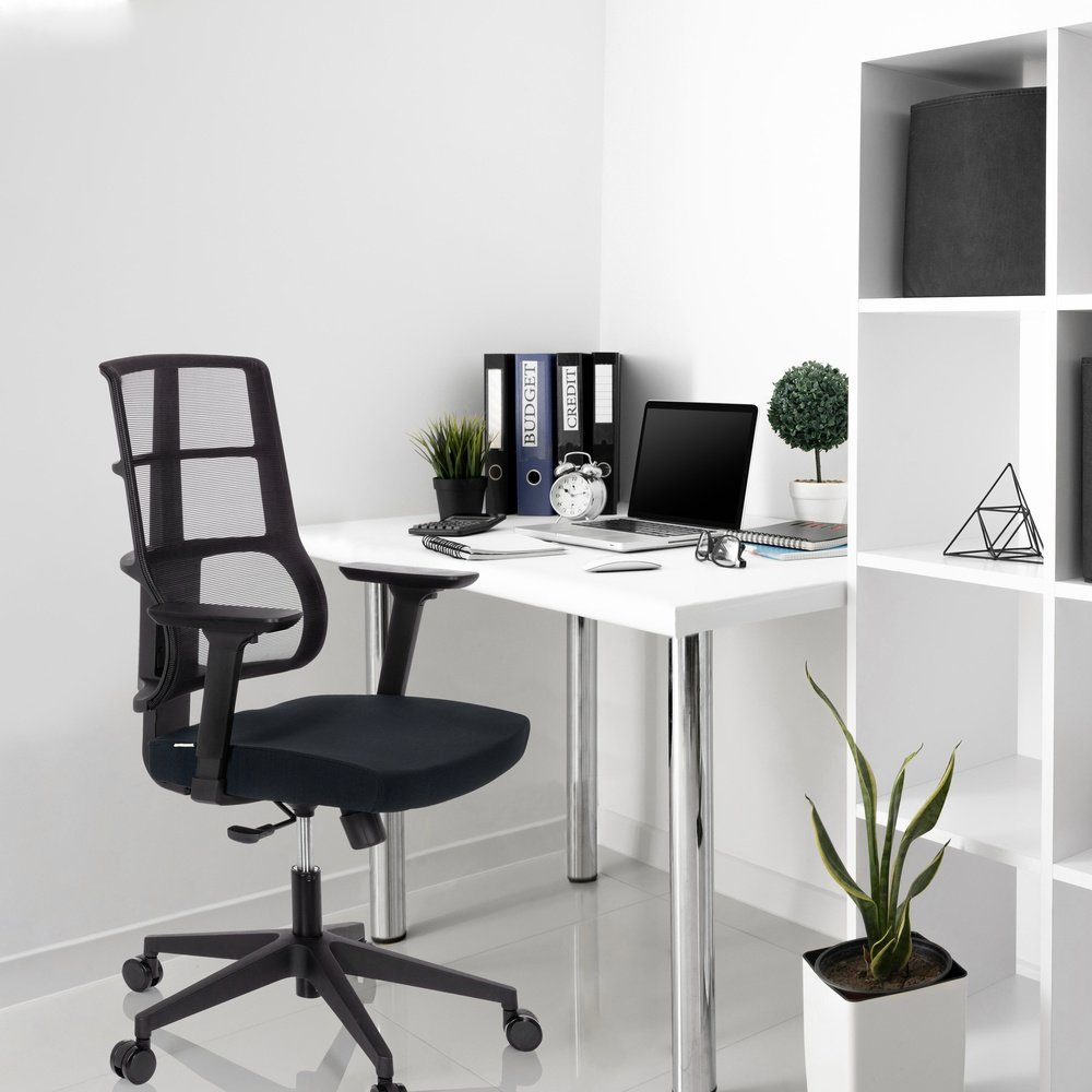 Bürostuhl (1 Stoff/Netzstoff SPINIO hjh OFFICE ergonomisch Schwarz St), Profi Schreibtischstuhl Drehstuhl