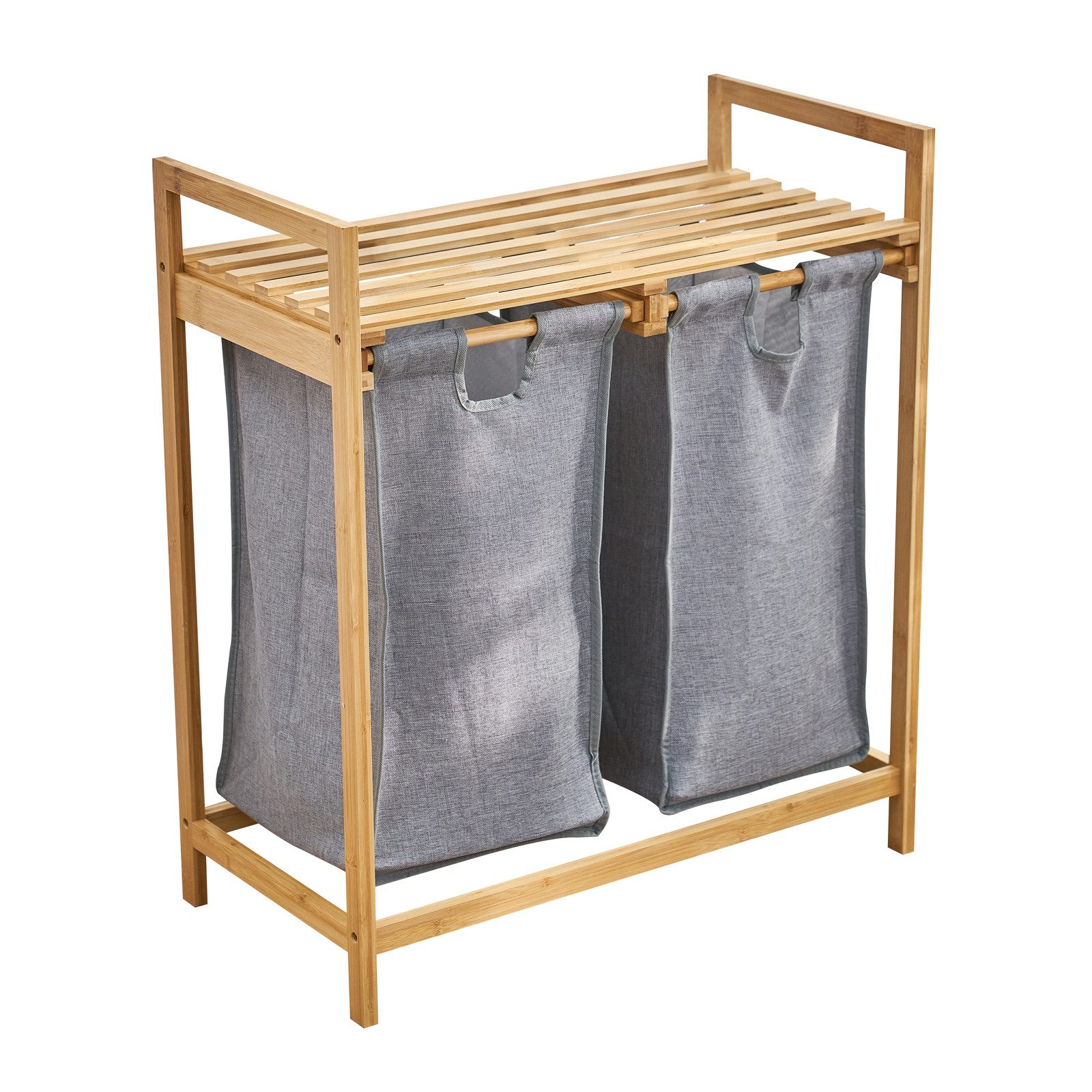 SVITA Wäschekorb, SULA, Wäschesammler mit 2 Fächern, Ablagefläche, Bambus, günstig online kaufen