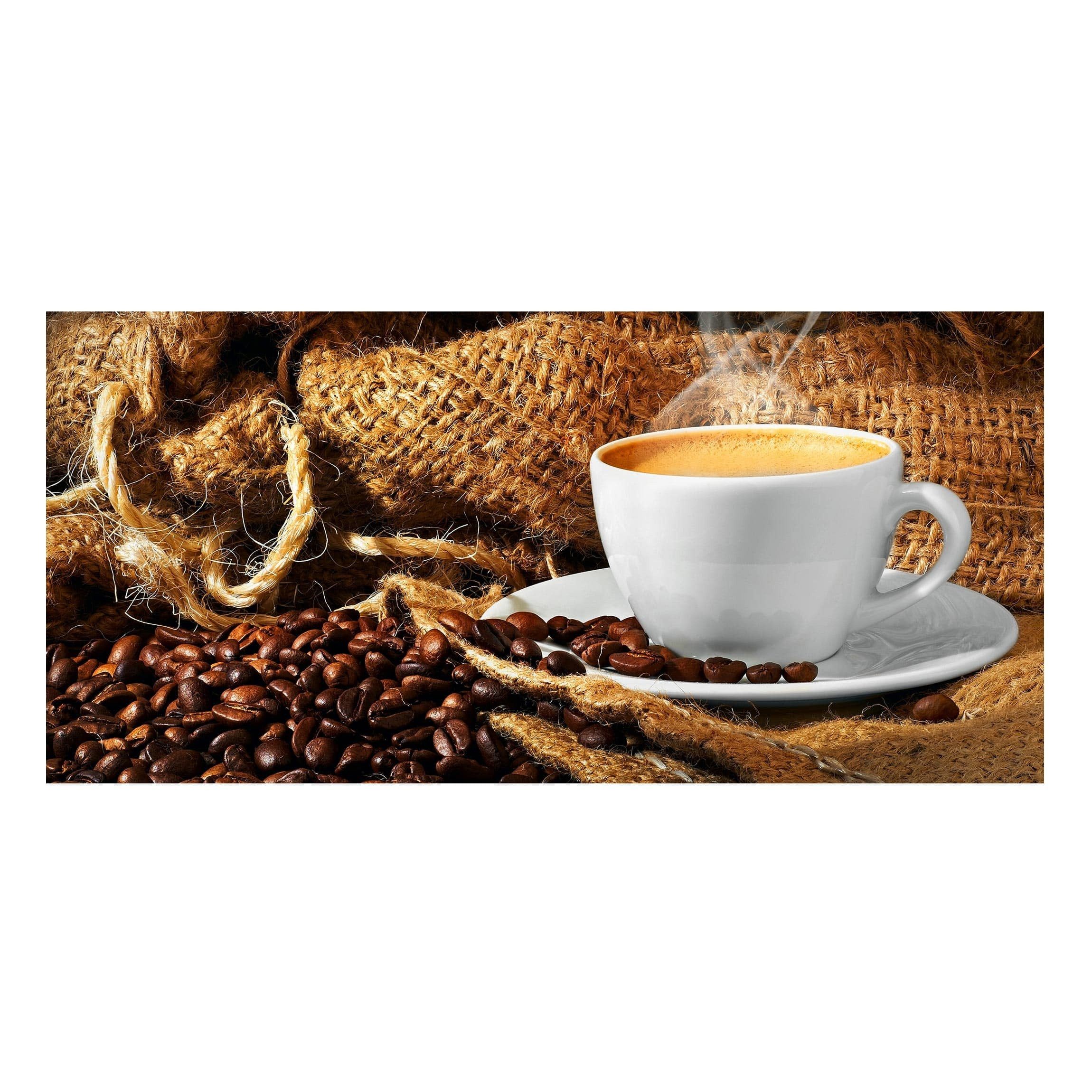 Bilderdepot24 Magnettafel Küche braun Kaffee am Morgen, (1-tlg., Magnetboard Pinnwand für die Wand - metallische Tafel für Magnete), Magnetwand groß mit Motiv modern Memoboard magnetisch Querformat