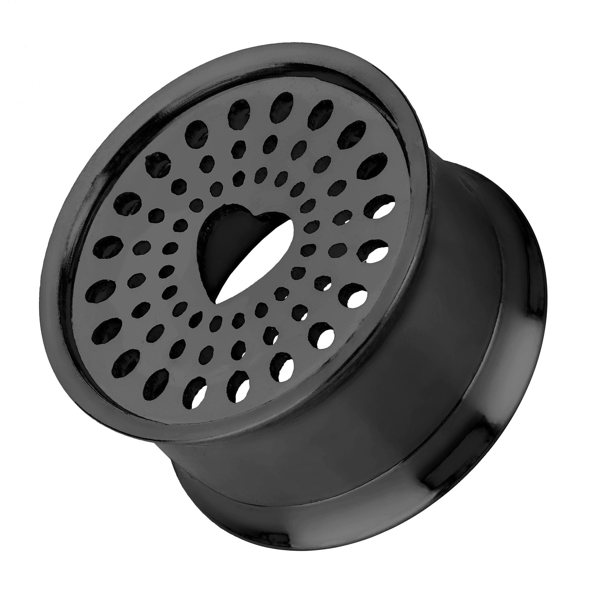 Plug Flesh Ohr Tunnel Plug Herz gelocht Edelstahl Schwarz 14mm