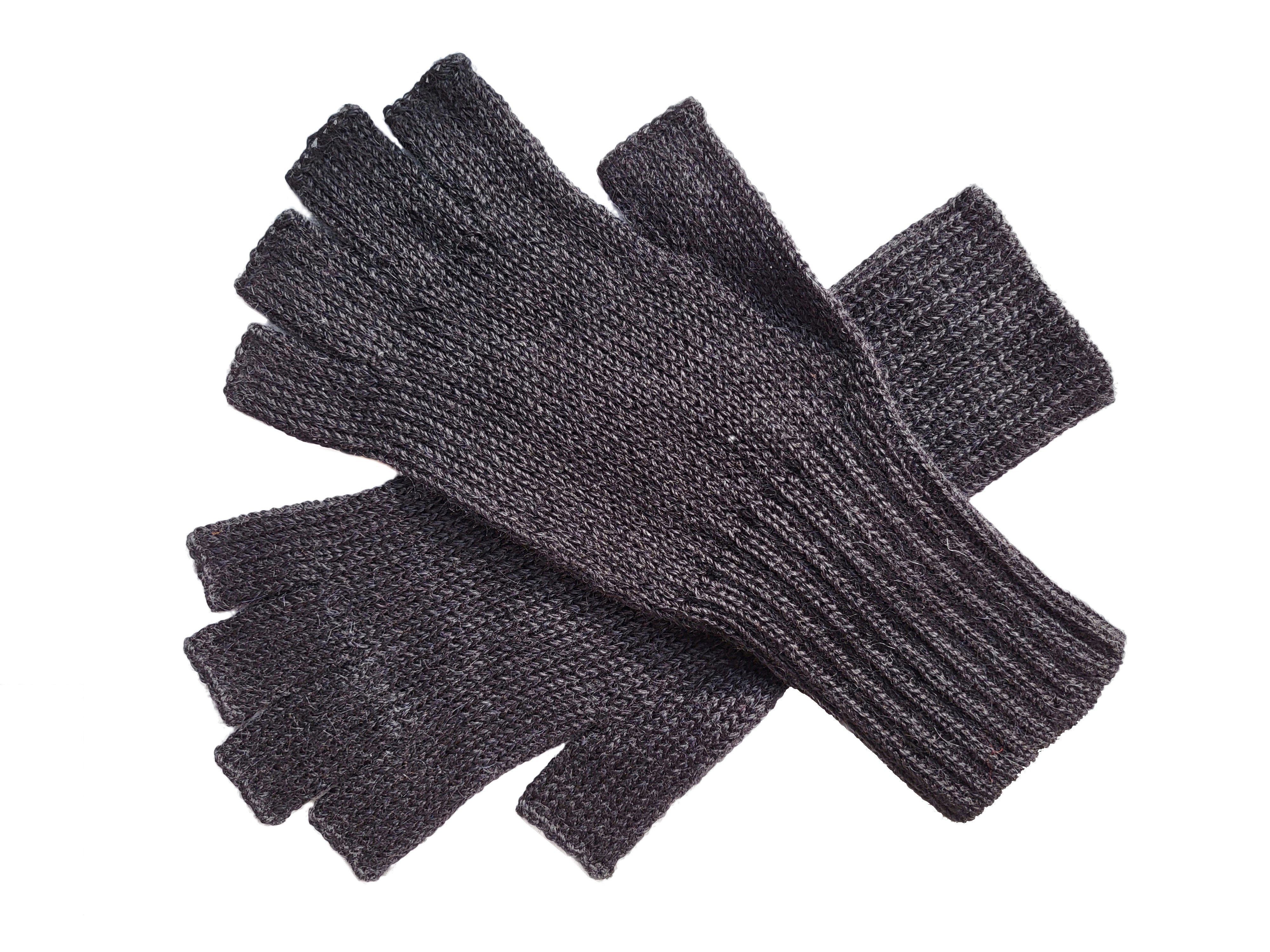 Guantiless Gear Posh schwarz Strickhandschuhe Halb-Fingerhandschuhe Alpaka