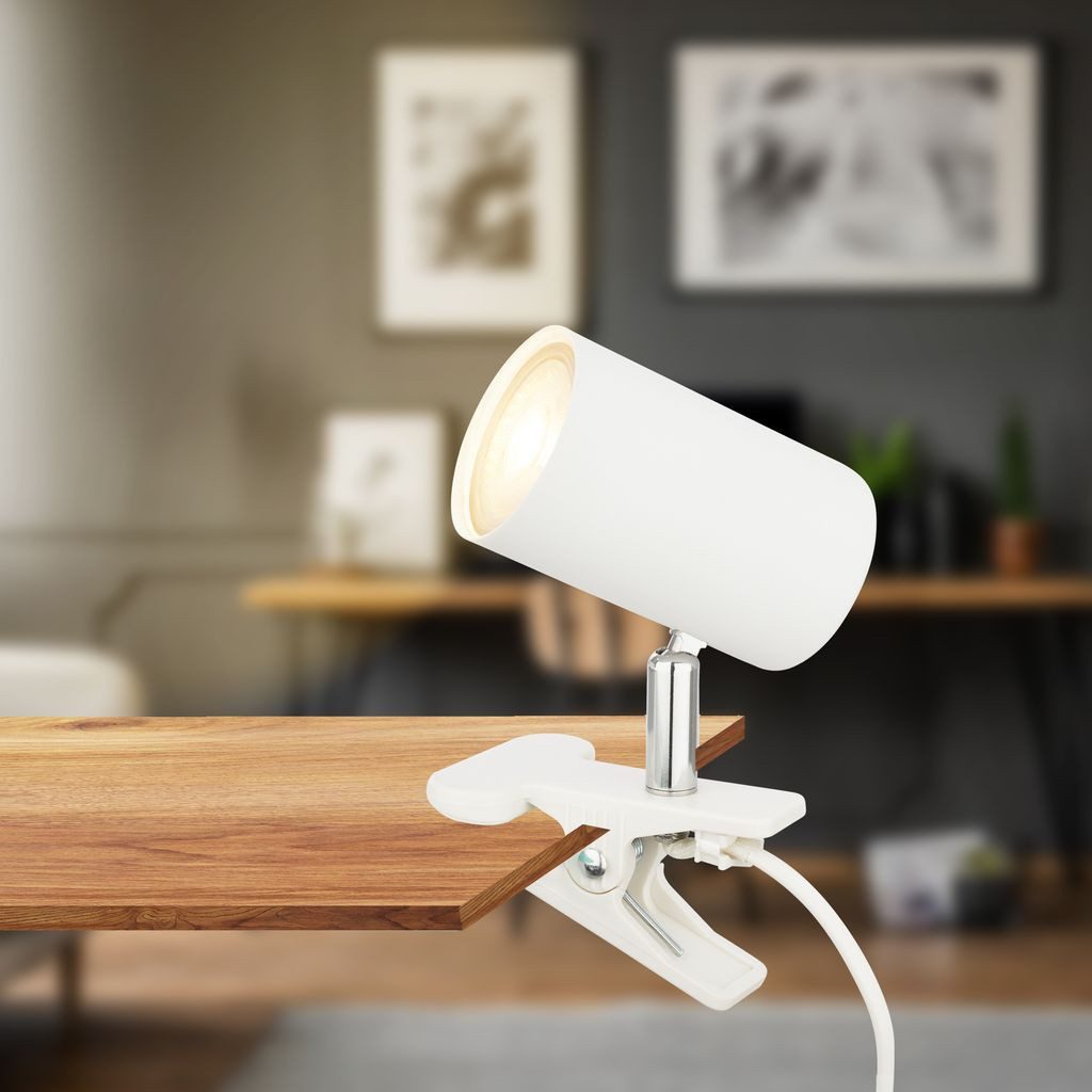 Briloner Leuchten Tischleuchte 2766016, ohne Leuchtmittel, 2700K - Extra-Warmweiß, Leselampe 16,5x6,5x12cm Weiß GU10 max. 9W Bettlampe Schreibtisch Büro