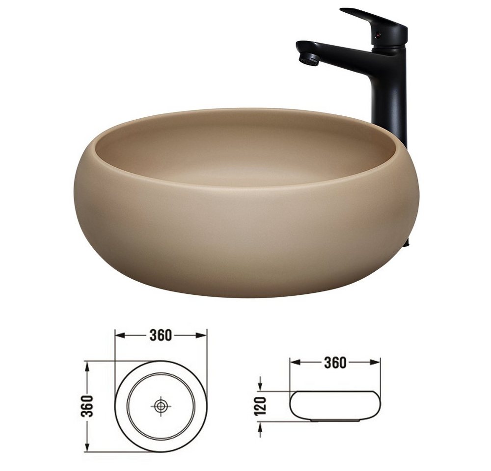 Thumbnail - Lomadox Waschtisch DESENZANO-56, 120 cm breit mit 2 Aufsatzwaschbecken, in beige