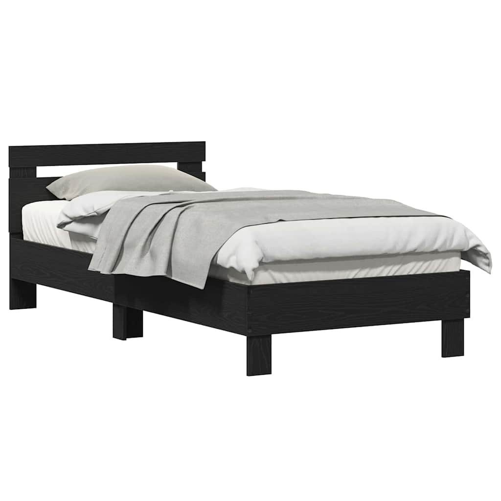 vidaXL Bett Bettrahmen mit Kopfteil Schwarz Eichen-Optik 193 x 95 x 88 cm ( günstig online kaufen