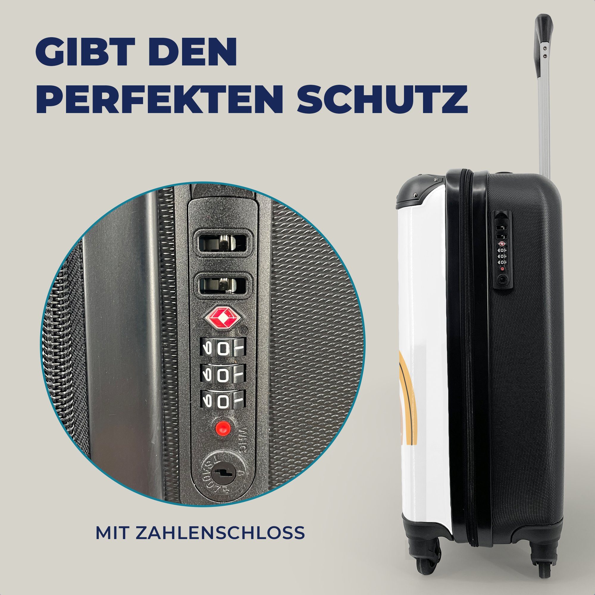 - mit 4 - Reisekoffer Reisetasche MuchoWow Trolley, Handgepäckkoffer Tupfen rollen, Rollen, - - Pastell Kinder, für Ferien, Handgepäck Herz Regenbogen