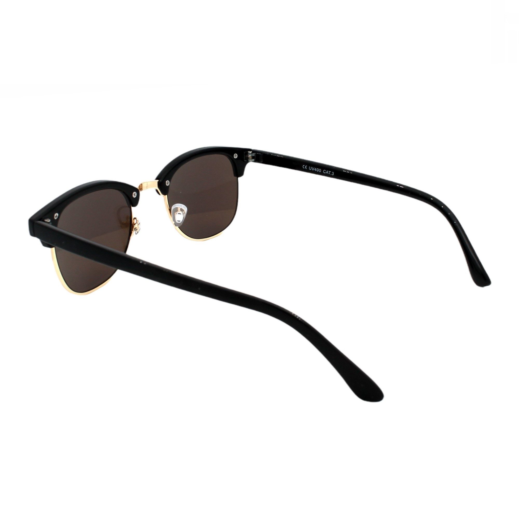 Rennec Sonnenbrille Polarisiert Herren Damen im Retro Browline Stil UV400 Gläser Verspiegelt in Grün Blau