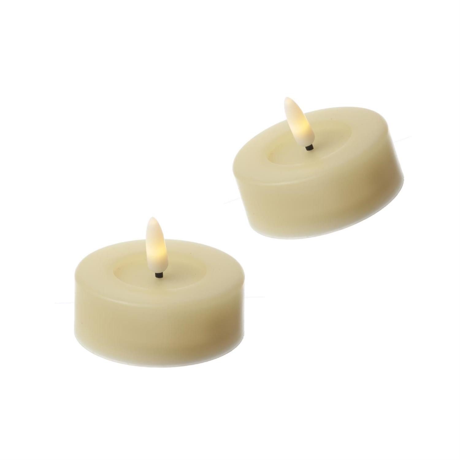 LED-Kerze LED Maxi Teelichter XL Jumbo Outdoor Timer D: 6,8cm creme 2er Set