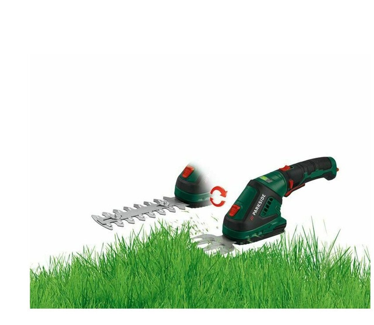 Parkside Akku-Gras- und Strauchscherenset Akku-Gras- Strauchschere PGSA 4 drehbarer Softgriff, USB Ladekabel