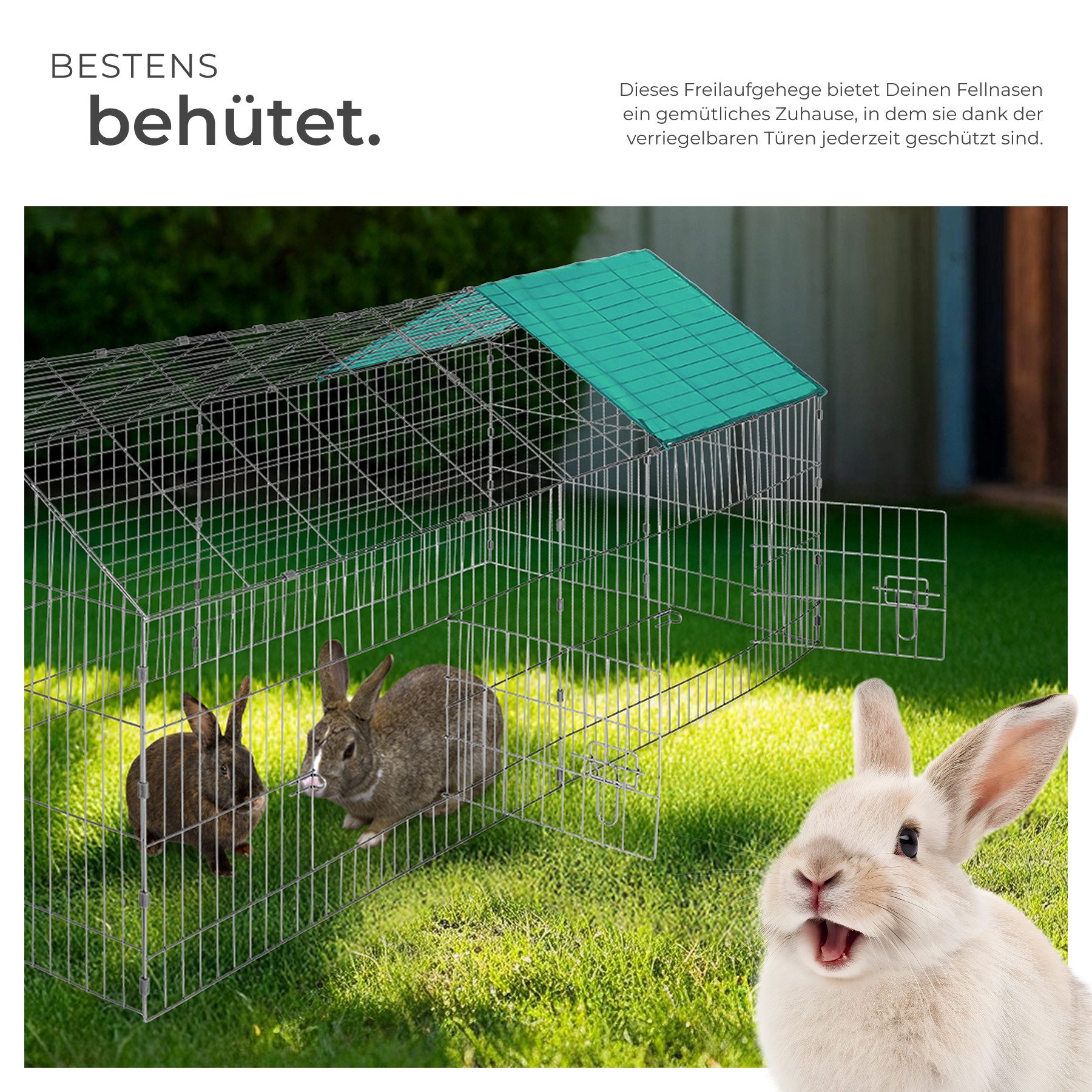 tectake Freigehege Freilaufgehege für Kaninchen, aus 12 Gitterelementen