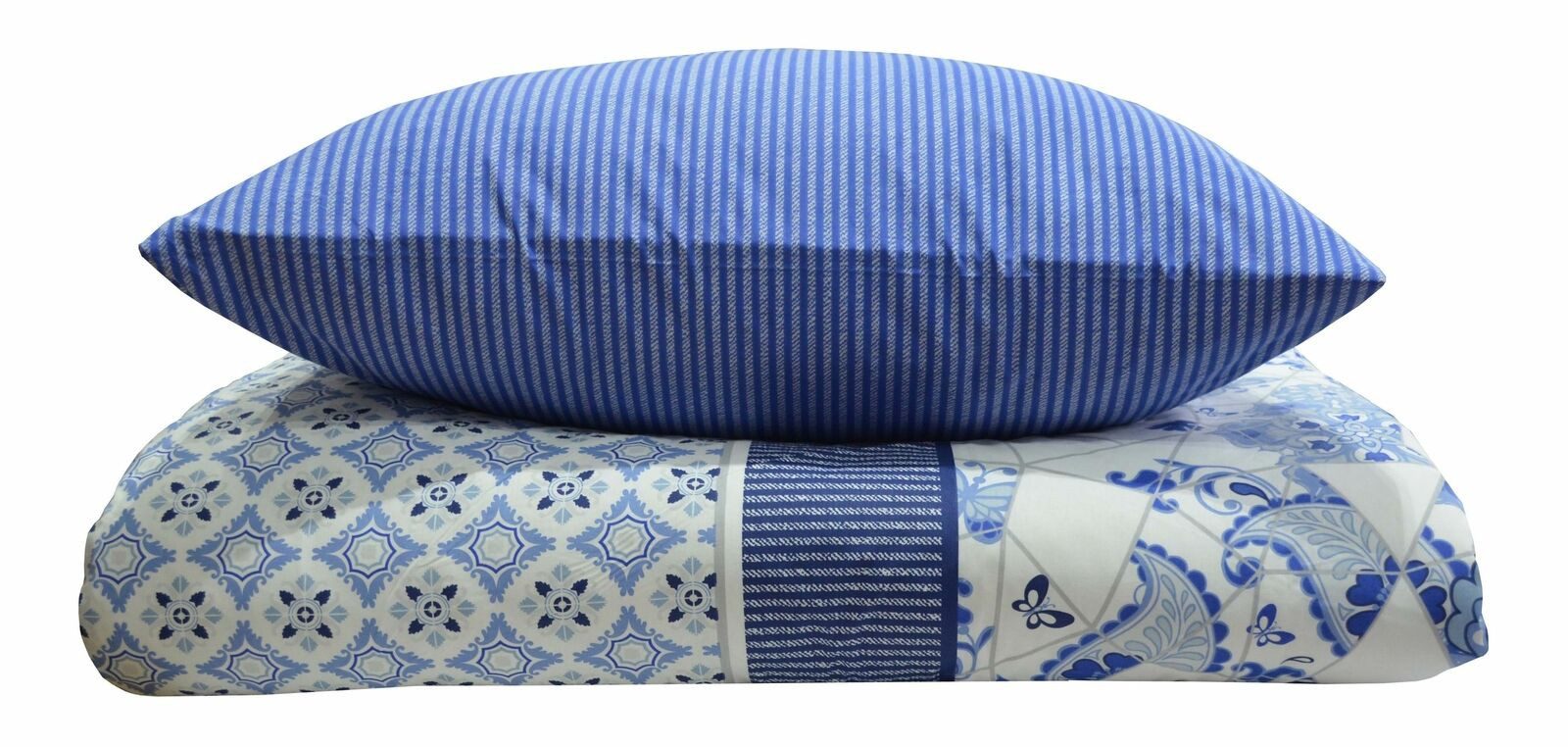 Visaggio Bettwäsche 100% Baumwolle Bettbezug Set in 6 Größen, Renforcé, 2 teilig, moderne Wendebettwäsche Paisleymuster und Streifen