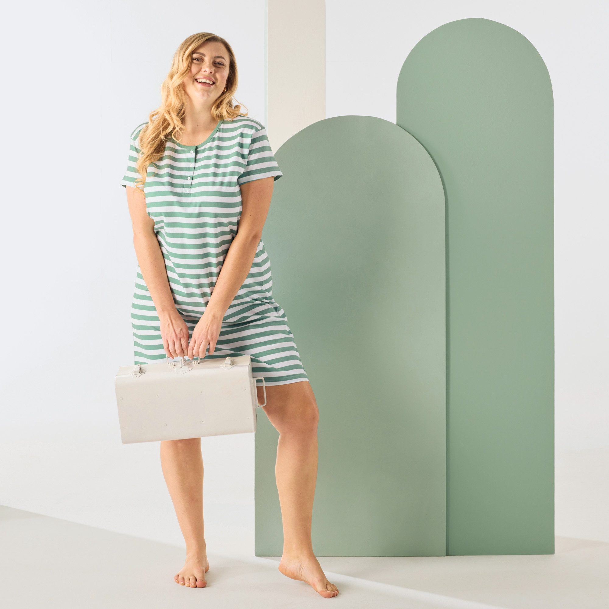 REDBEST Nachthemd Damen-Nachthemd Single-Jersey Streifen günstig online kaufen