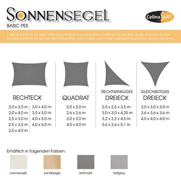 CelinaSun Sonnensegel PES BASIC Sonnenschutz wasserabweisend Dreieck 3x3x3 m sandbeige
