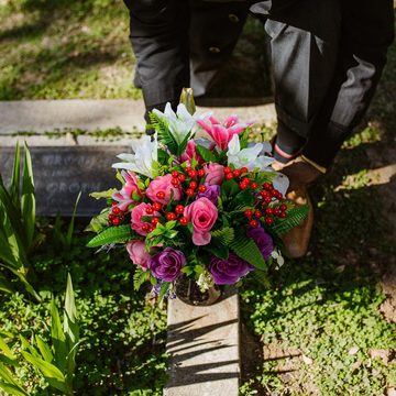 Kunstblume Künstliche Blumen Künstliche Grab Memorial Blumensträuße für Friedhof, HIBNOPN