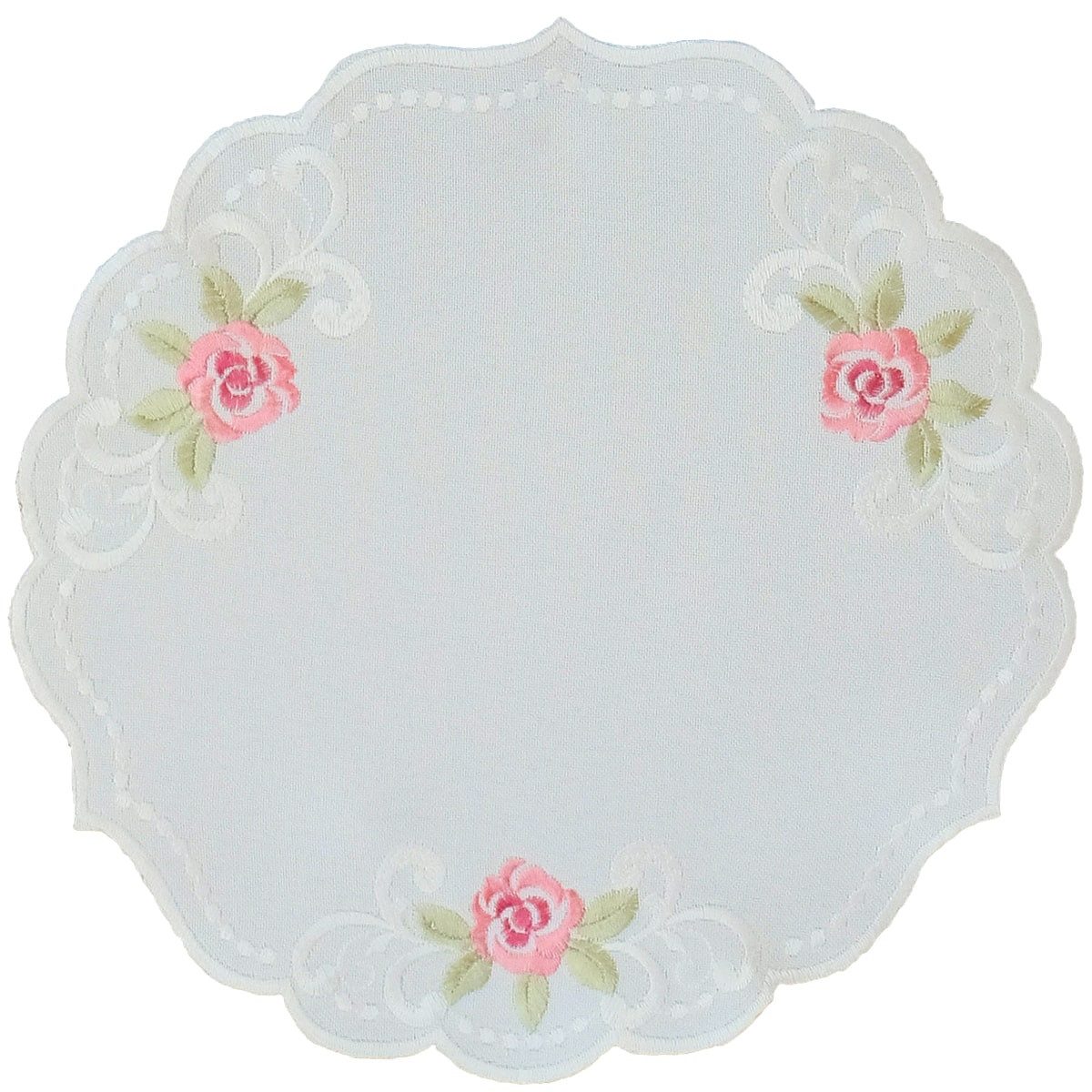 matches21 HOME & HOBBY Tischdecke Tischdeckchen MARGIT rund Stickerei Rosen günstig online kaufen