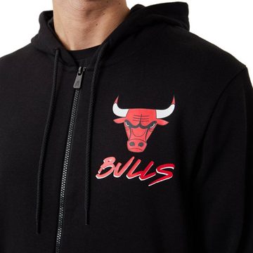 New Era Kapuzensweatjacke Sweatjacke New Era NBA Chicago Bulls Script geteilte Kängurutasche