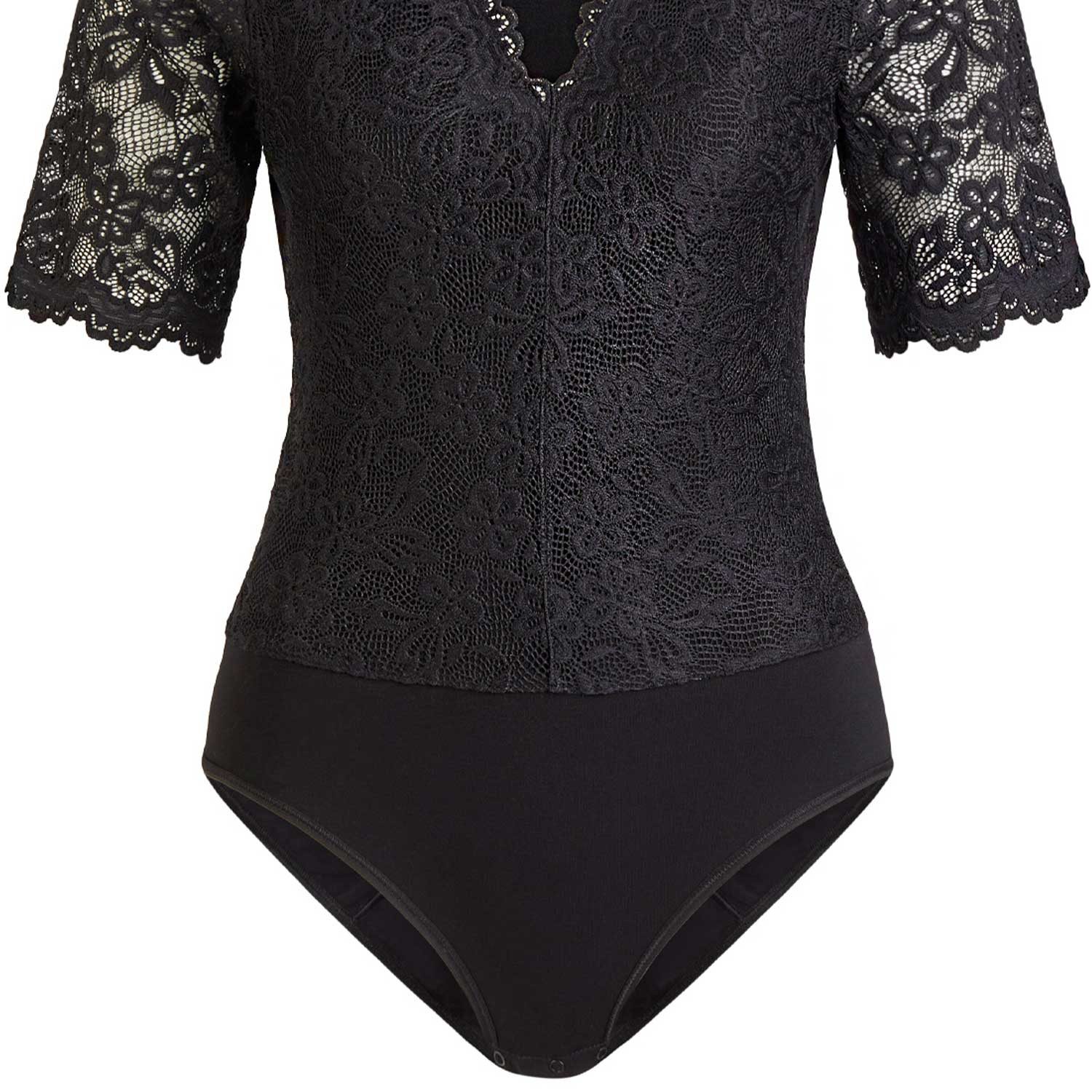 Nina Von C. Body Halbarm 'Hanna' mit V-Ausschnitt, Schwarz