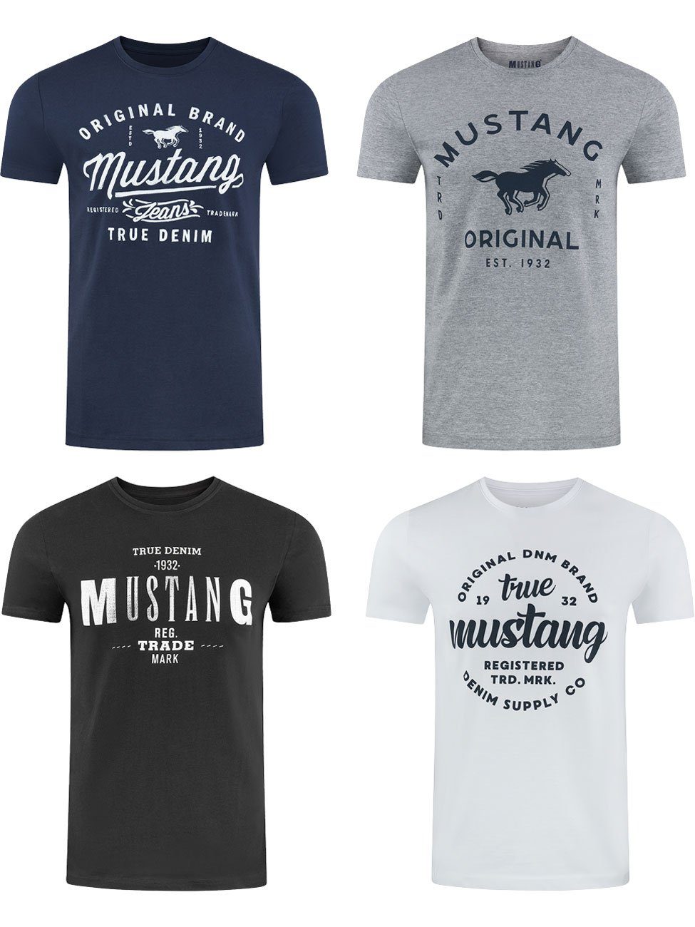 MUSTANG T-Shirt Herren Printshirt 4er Pack günstig online kaufen