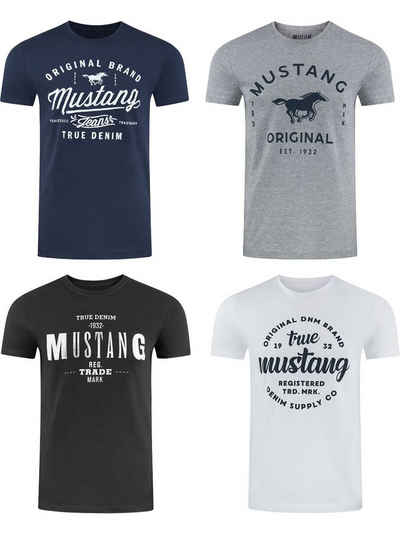 MUSTANG T-Shirt »4er Pack Mustang Herren T-Shirt« (4-tlg) aus 100% Baumwolle