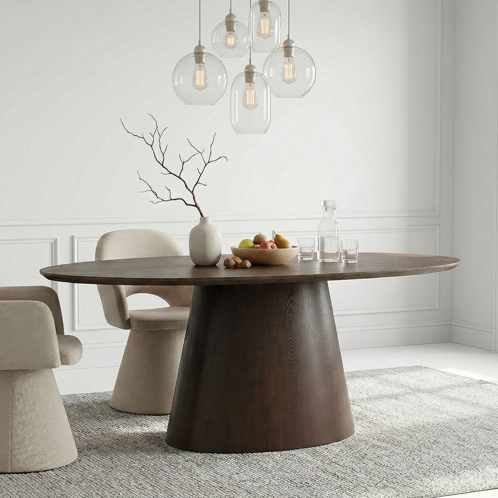 IDIMEX Esstisch AURA, Esszimmertisch oval 180 x 110 cm aus MDF mit Eichenfurnier Dunkelbraun