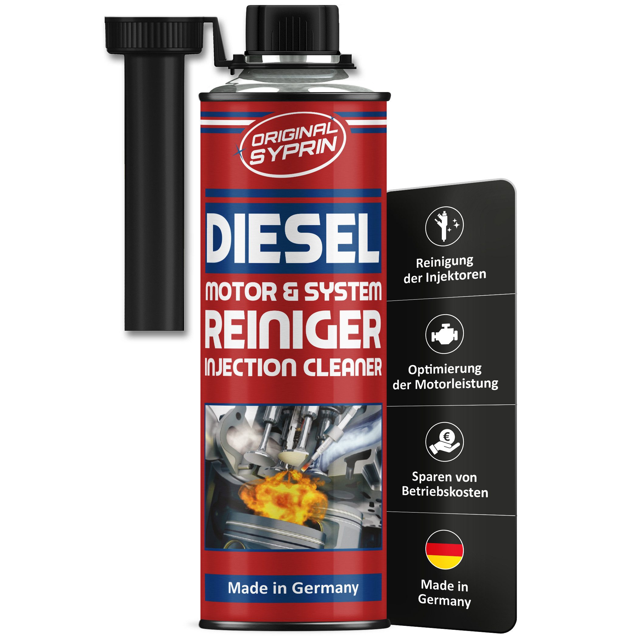 Original Syprin Diesel-Additiv Diesel Motor Systemreiniger l Injektor Reiniger 500ml, 0.5 l, (Diesel Motor Systemreiniger, 1-St) Reinigt das Dieselkraftstoffsystem