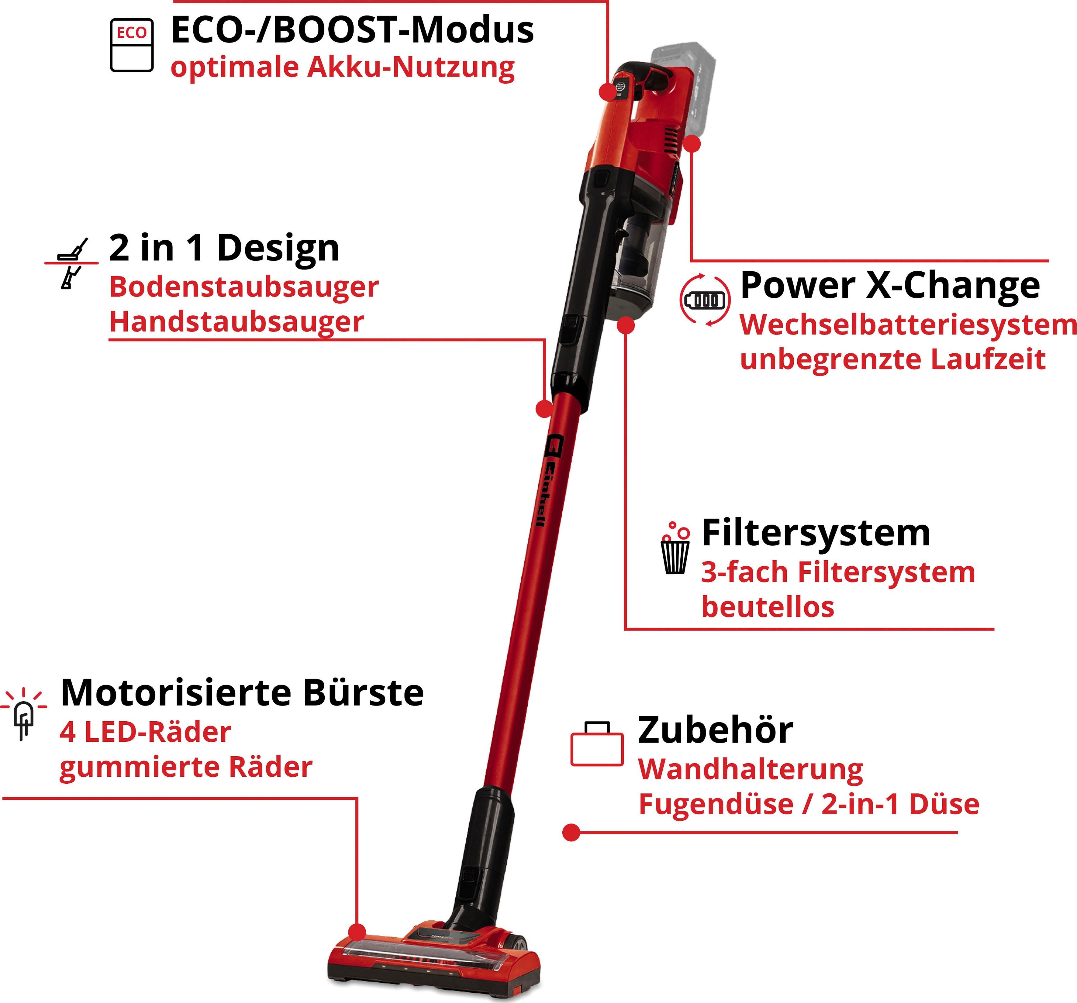 Einhell Akku-Hand-und Stielstaubsauger TE-SV 18 Li, 120 W, beutellos, Power X-Change, Inkl. 18 V 2,5 Ah Akku und Ladegerät
