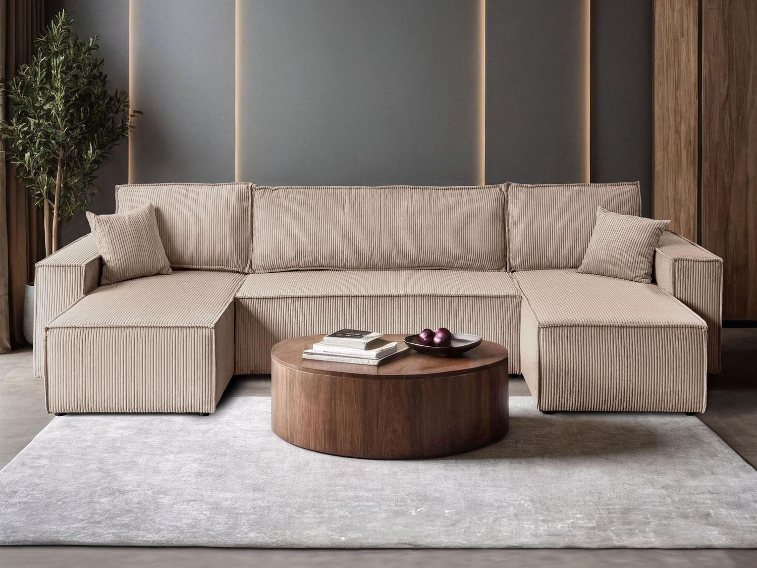 Lookway Wohnlandschaft CARLOS U CORD Gepolstertes Sofa in U-Form, Cord-Stof günstig online kaufen