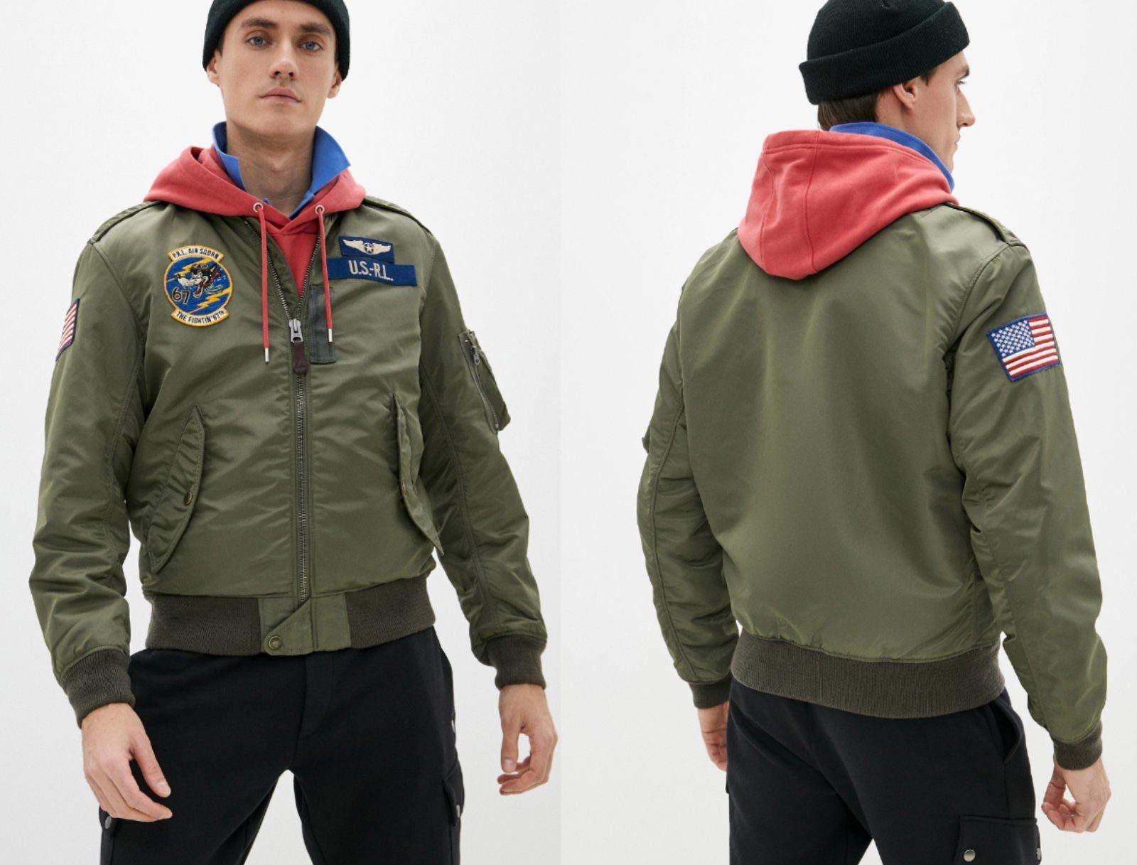 Ralph Lauren Winterjacke POLO RALPH LAUREN L2 Flight Jacket Lined Bomber Army Pilot Jacket Bomb