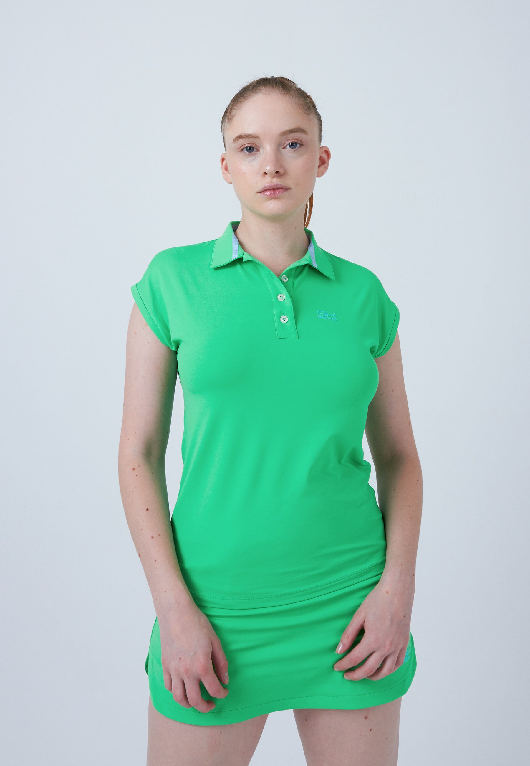 grün Shirt Damen Loose-Fit & SPORTKIND Polo Mädchen Funktionsshirt Golf