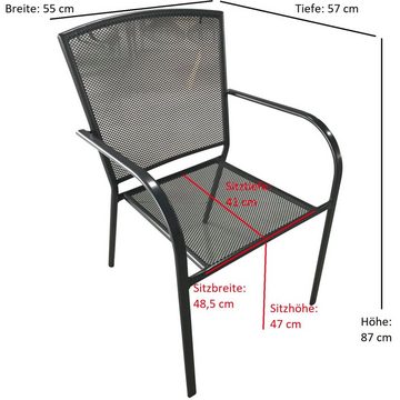 DEGAMO Garten-Essgruppe CLASSIC, (5-tlg), (4x Sessel, 1x Tisch), Stahl und Streckmetall anthrazit