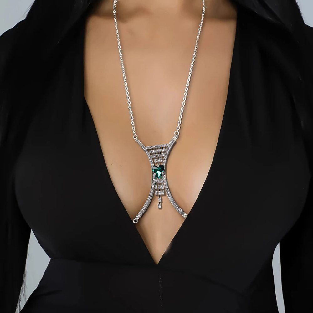 Leway Charm-Kette »Glänzende Kristall-Körperkette Silber Strass BH-Kette  Sexy Bikini Nachtclub Körperkette Zubehör Damen und Mädchen«