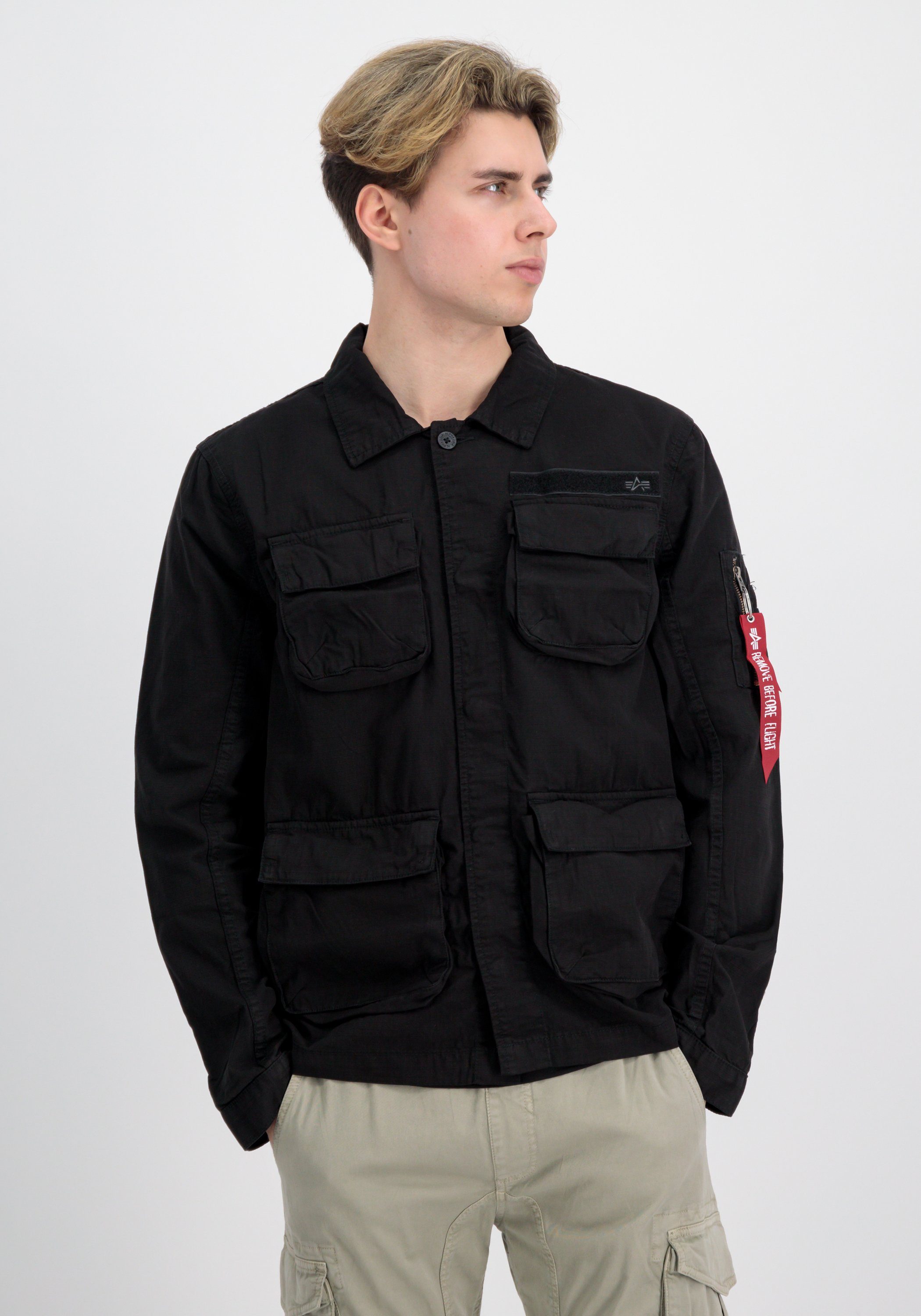 black Alpha Industries Men Alpha Industries Ripstop Overshirts Cargo - Overshirt Hemdjacke