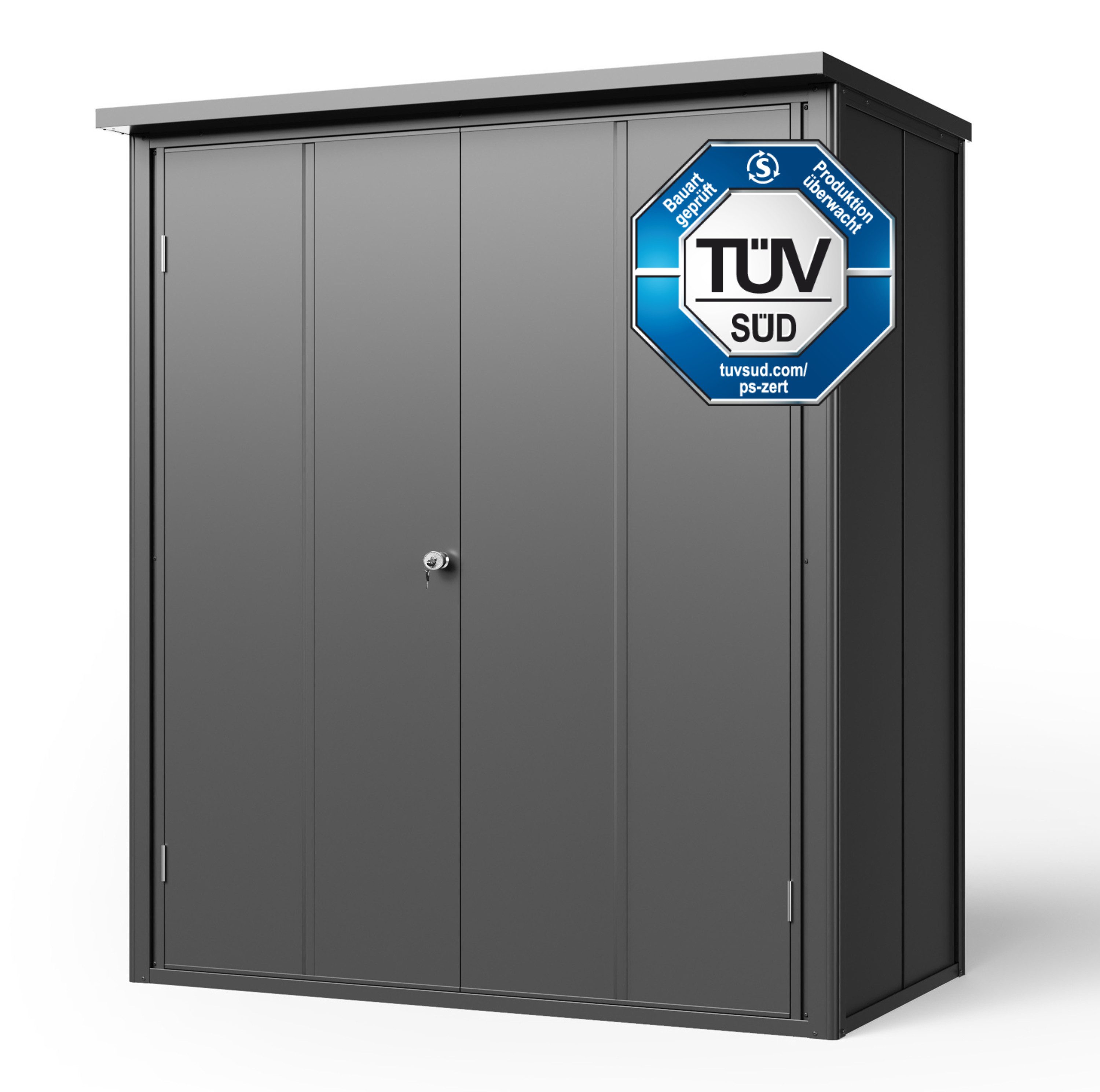 GFP Garten-Geräteschrank Gartenschrank Gerätehaus Geräteschuppen Franz Anthrazit, BxT: 84x131 cm, BxTxH 84x84x131 cm – Bild 5 von 5