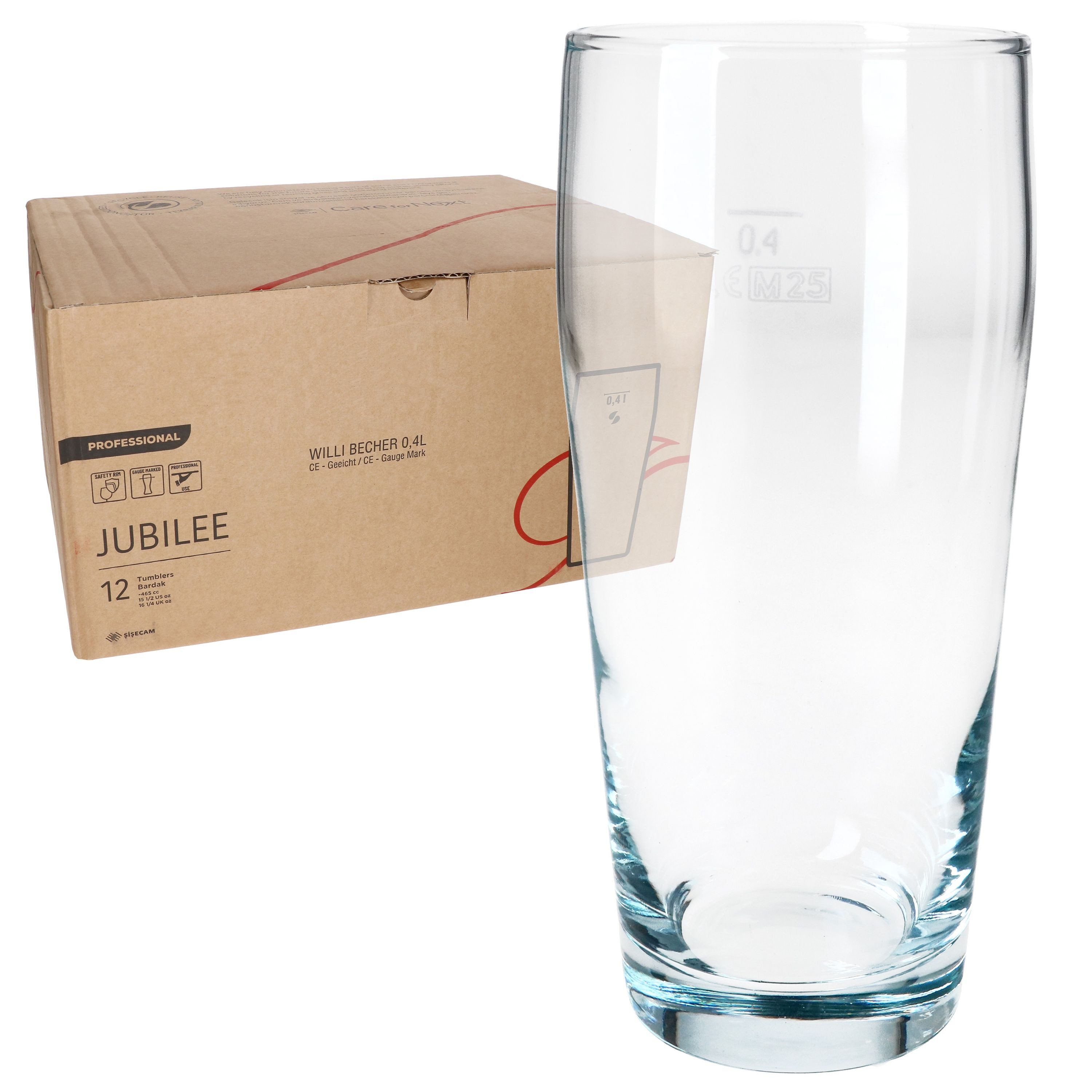 MamboCat Bierglas MamboCat 12er Set Willibecher 0,4 L geeicht Bierglas Trinkglas Drinks, Glas