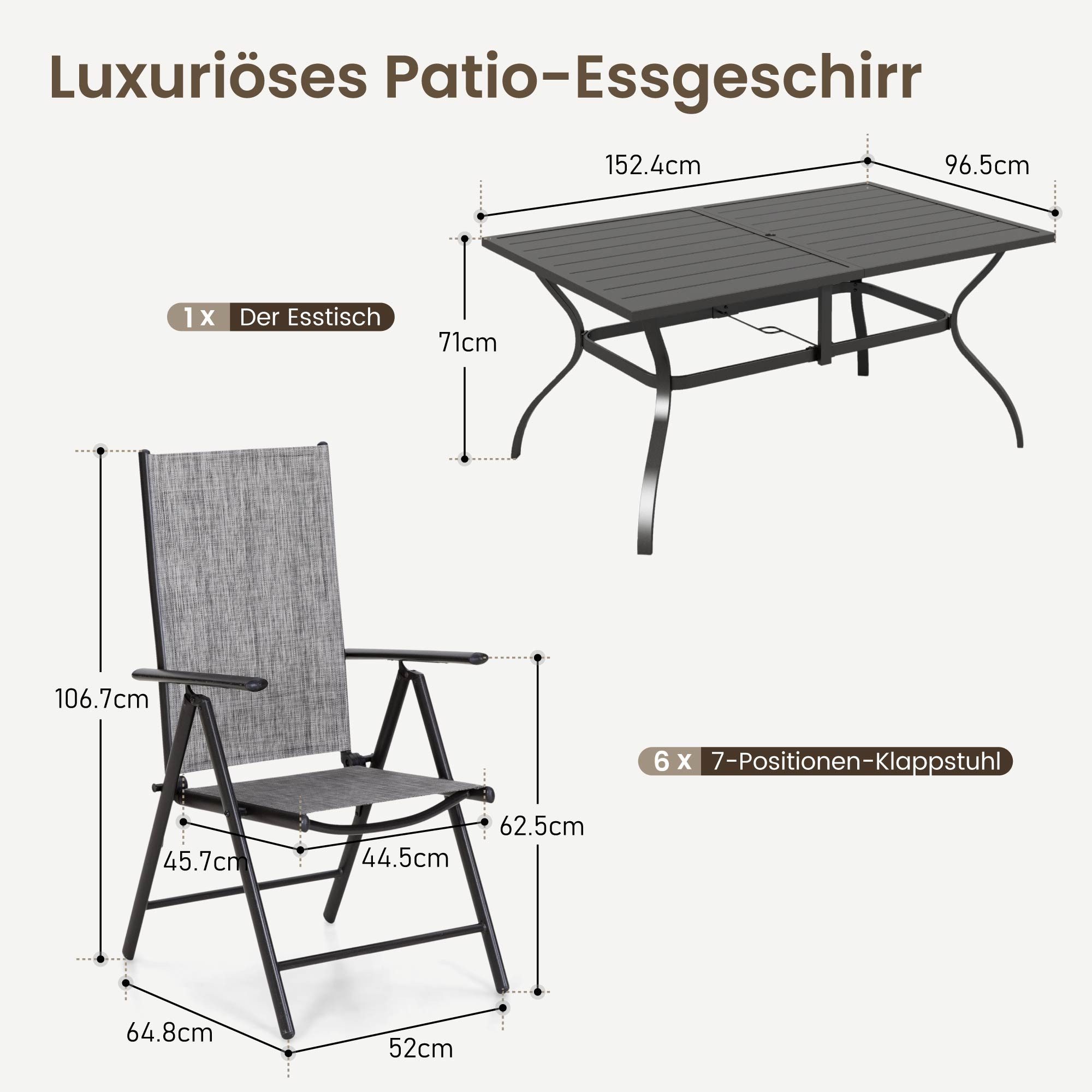 PHI VILLA Garten-Essgruppe, (6 Verstellbar mit günstig online kaufen