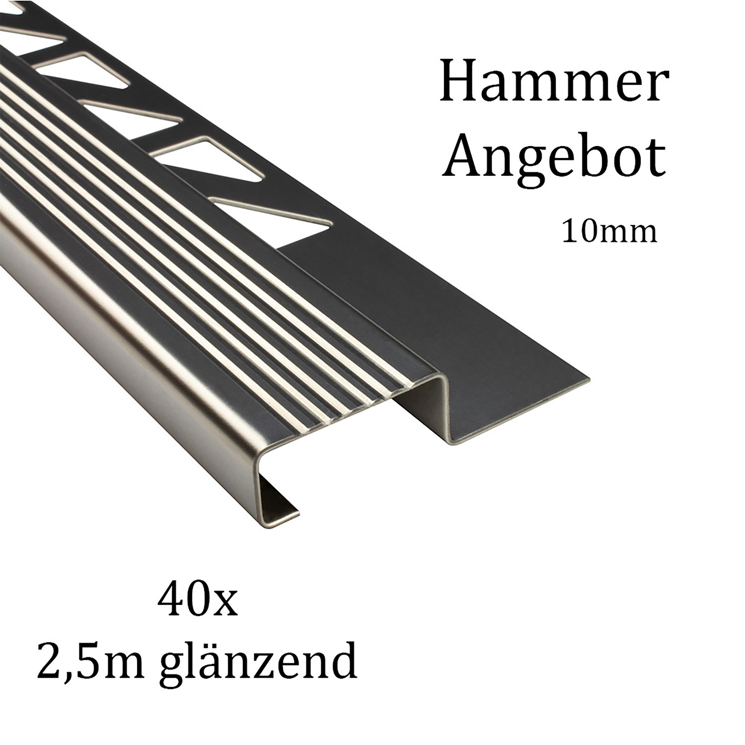 Thumbnail - tktrading24 Abschlussprofil 40x Treppenprofil Edelstahl Fliesenleiste 10mm glänzend (Set, 40er)