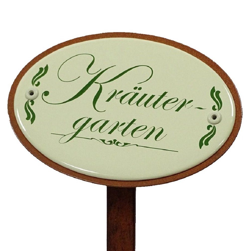 Linoows Kräuterschild Melisse – Emaille-Schild Mit Erdspieß, 25 Cm Hoch, Nostalgisches Design Für Garten & Kräutertopf
