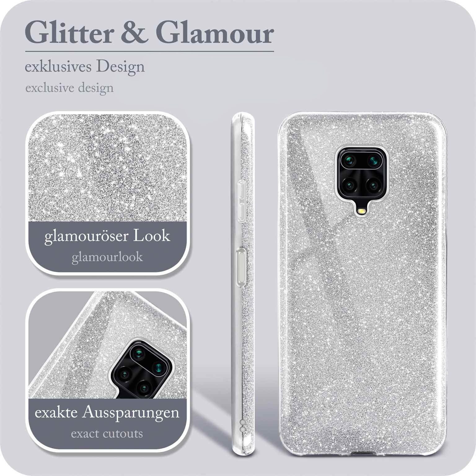 ONEFLOW Handyhülle für Redmi Note 9 Pro Glitzer Hülle Glitter Case Silber 6,67 Zoll, Hülle Glitzernd Dünne Schutzhülle mit Kameraschutz Frauen Glitzerhülle
