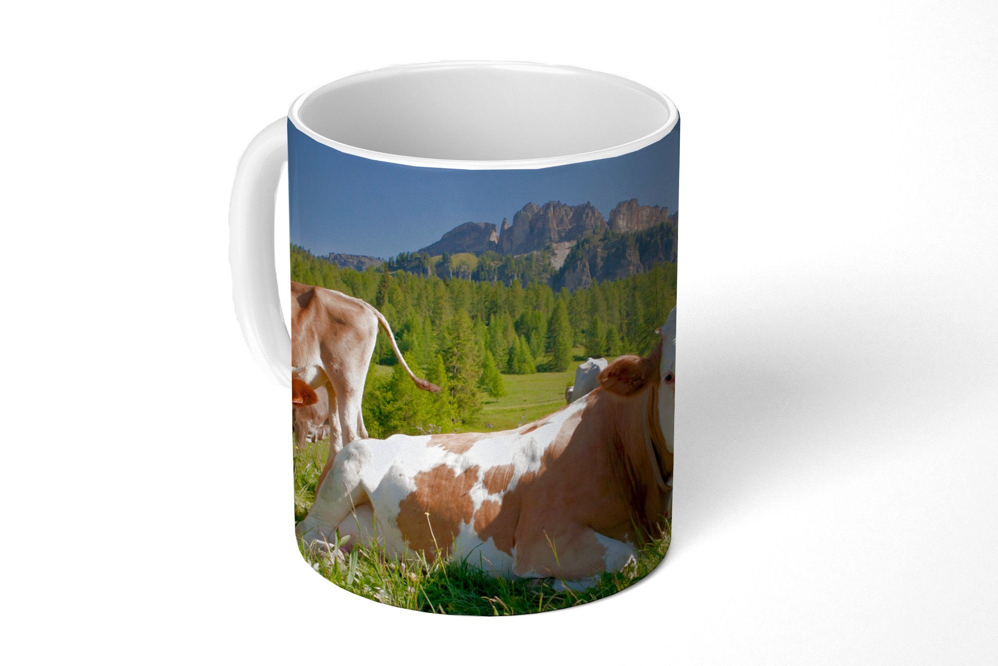 MuchoWow Tasse Kühe - Gras - Schweiz, Keramik, Kaffeetassen, Teetasse, Becher, Teetasse, Geschenk