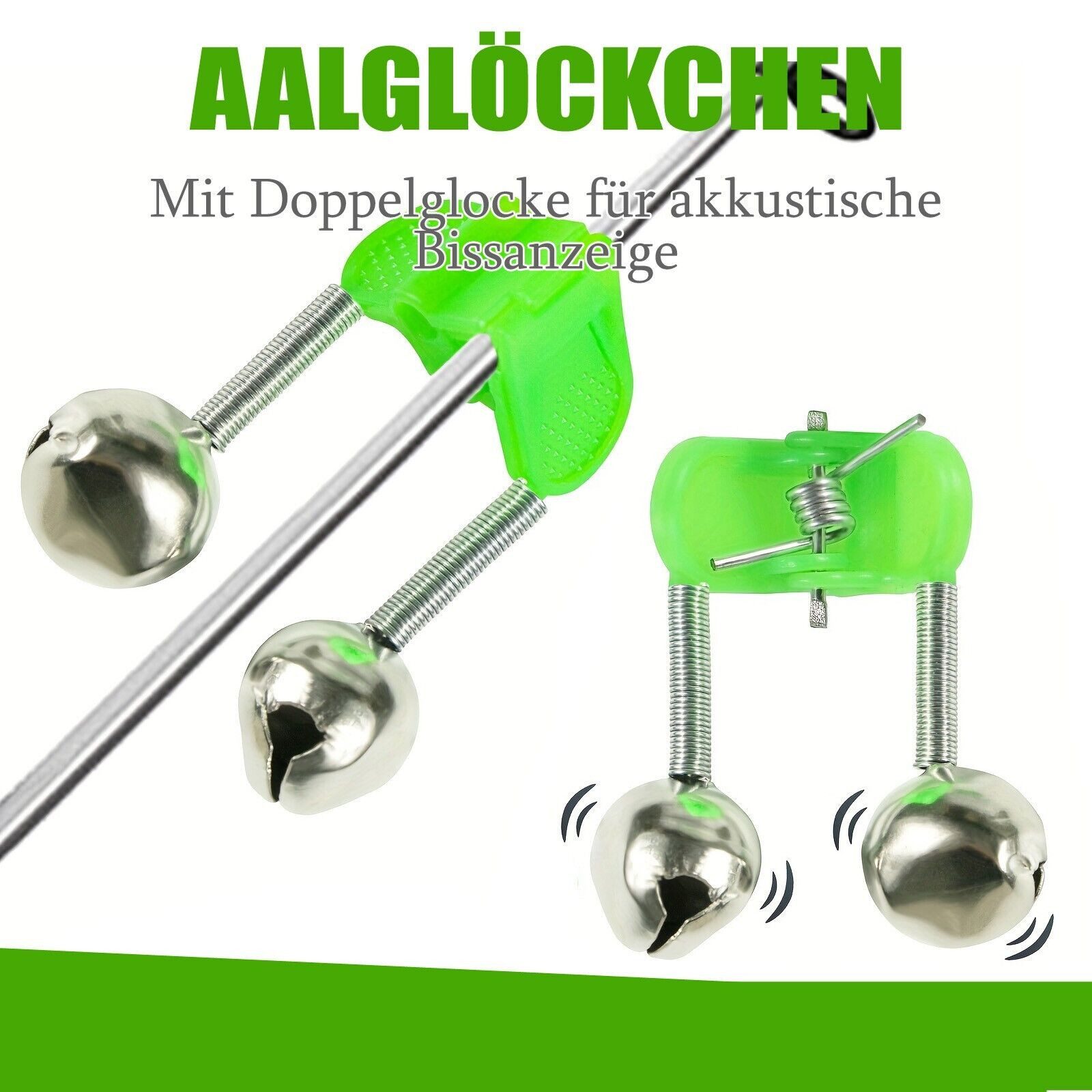 Behr Bissanzeiger Rutenclip 10x Angel Glocke mit CLIP Doppel Angelglöckchen Glocke Aalglocke, (10-St)
