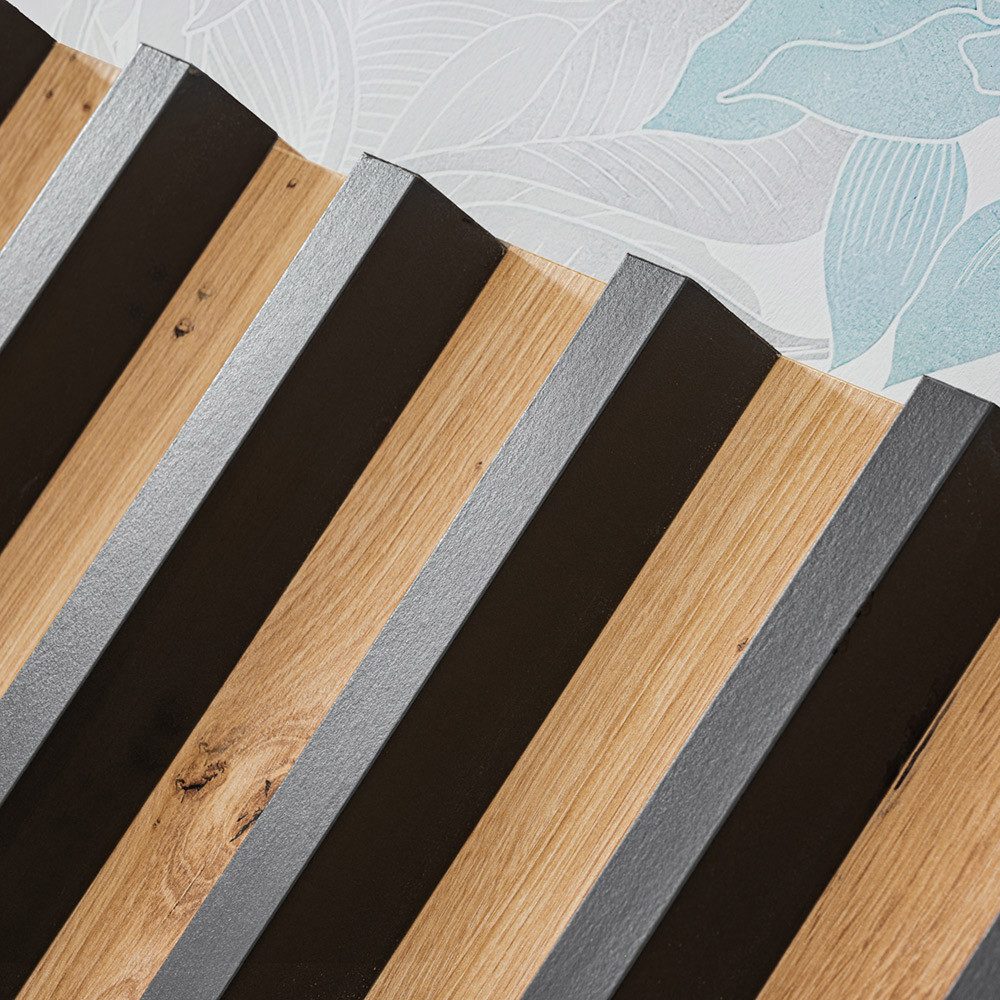 Lomadox Wohnwand VENOSA-164, Anbauwand Schrankwand 220cm, schwarz mit Eiche günstig online kaufen