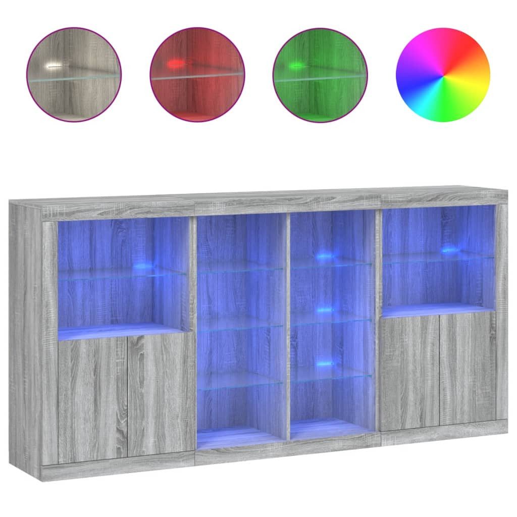 vidaXL Sideboard Sideboard mit LED-Leuchten Grau günstig online kaufen