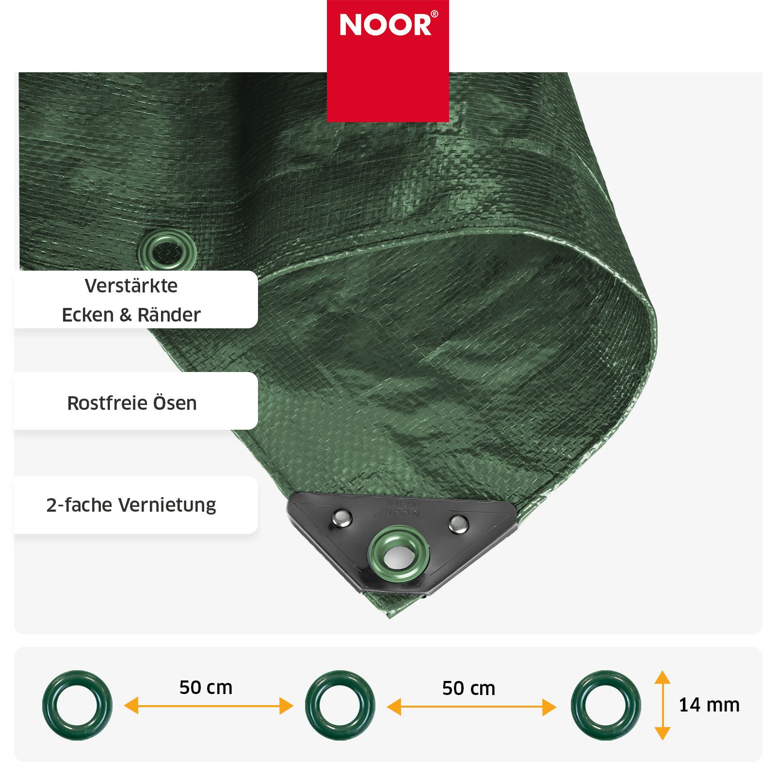 NOOR Schutzplane PROFI - reißfeste Universal-Abdeckplane - 140g/m², Gewebeplane für den Außenbereich, Garten, Baustelle & Camping – Bild 3 von 5
