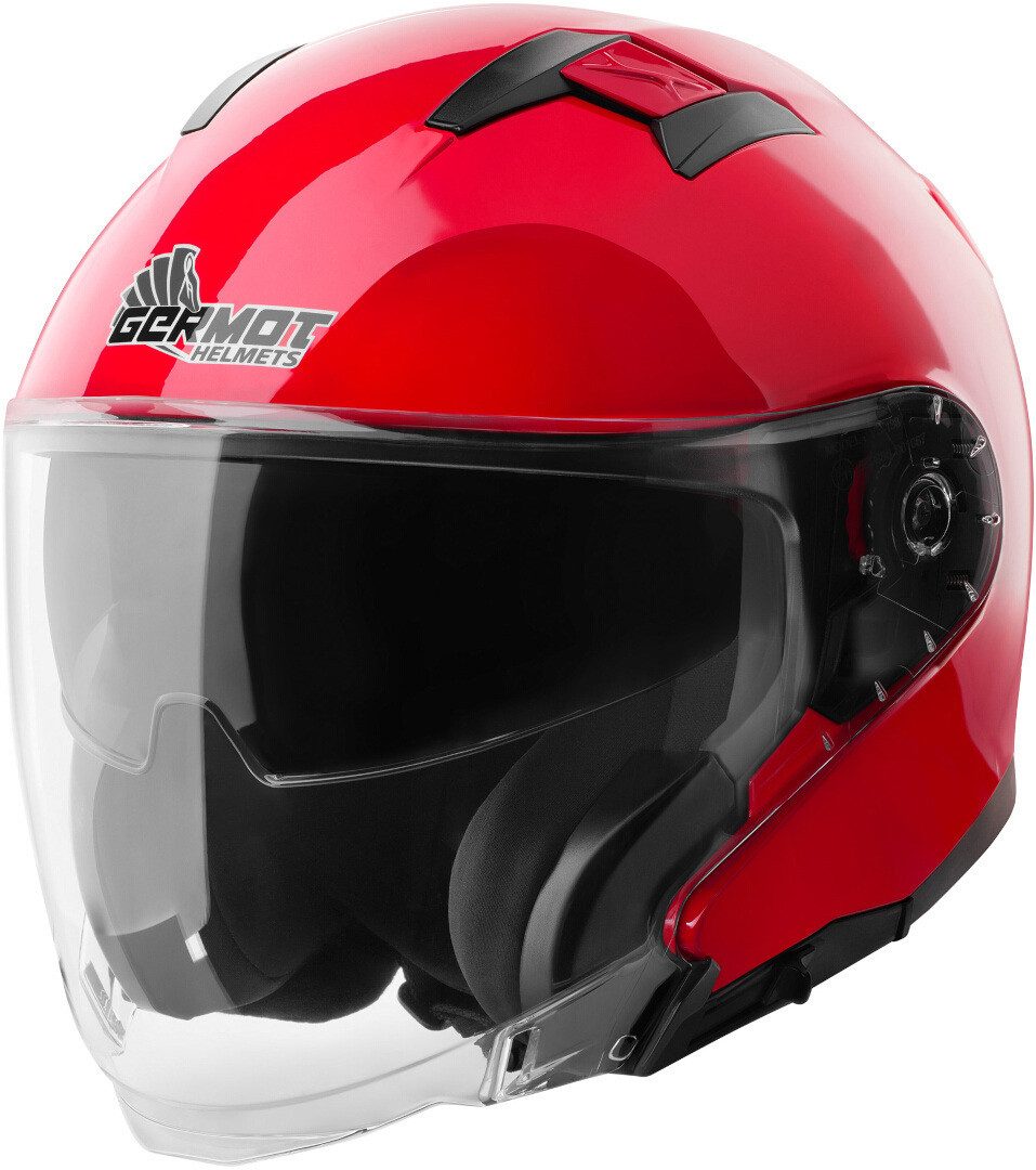 Germot Motorradhelm GM 670 Jethelm, vorbereitet für Kommunikationssystem,integriertes Sonnenvisier