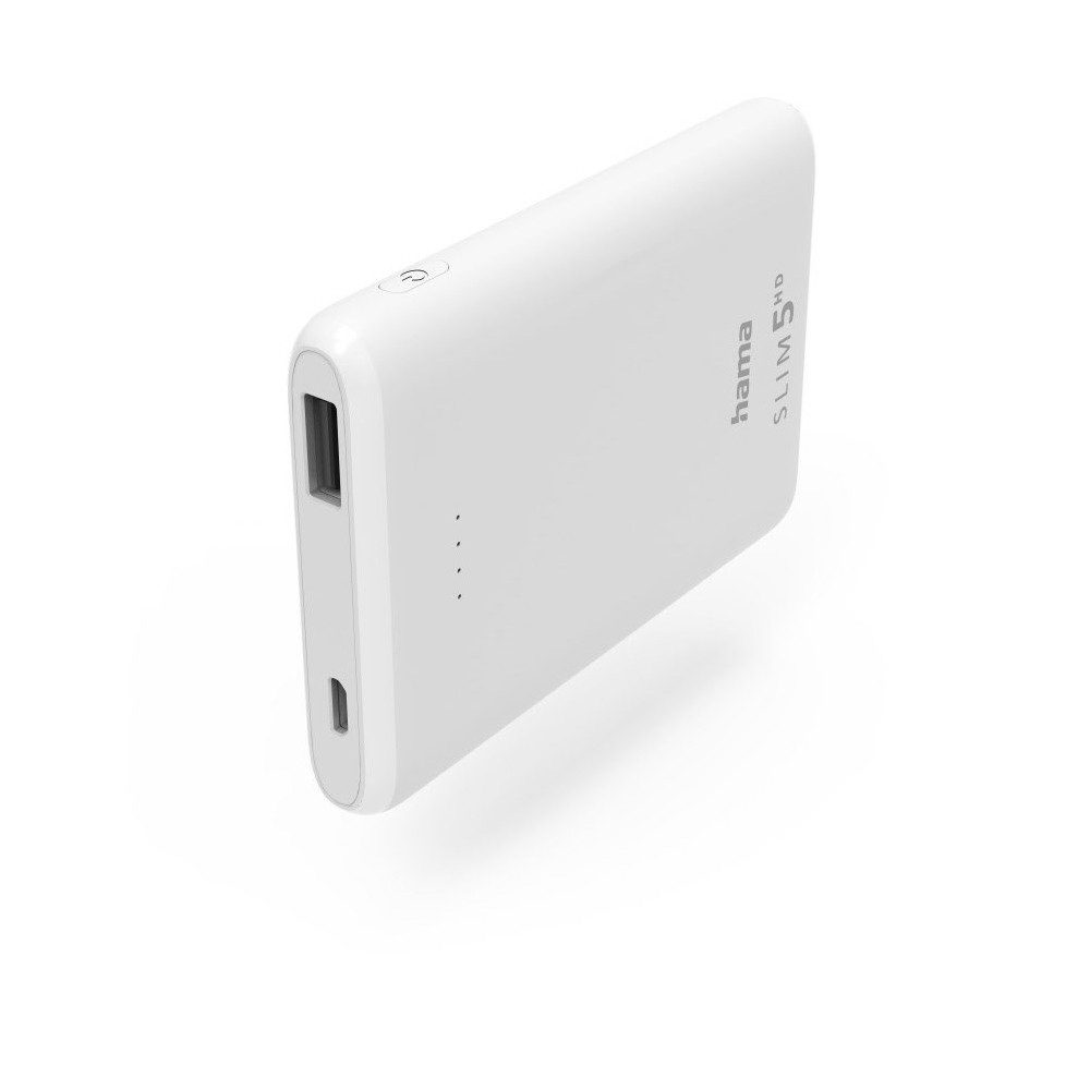 Hama Hama Power Pack Slim 5HD 5000mAh tragbarer Akku. Powerbank Hama Power Pack Slim 5HD (5.000mAh) weiß, Klein und leicht für jede Tasche