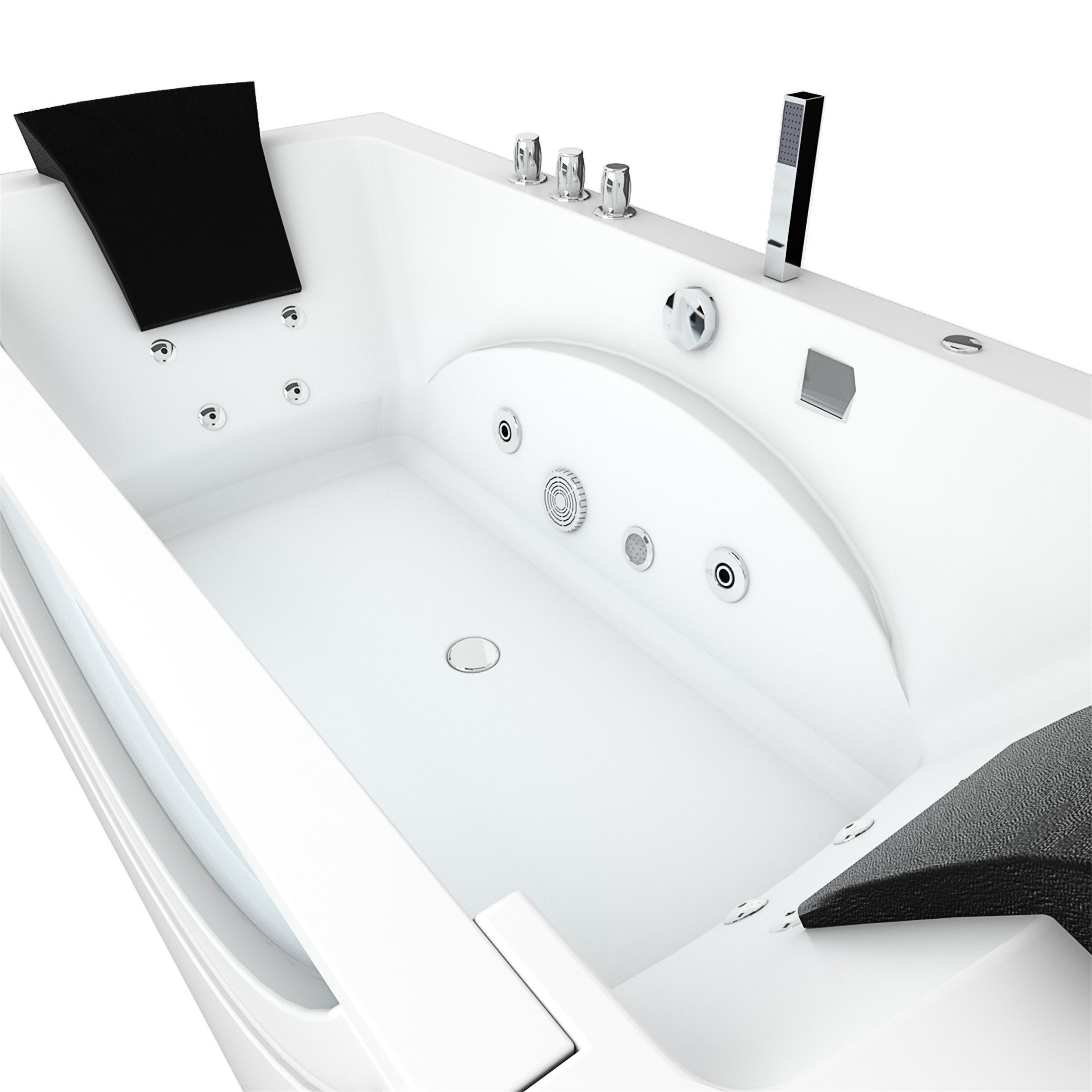 AcquaVapore Whirlpool-Badewanne Whirlpool Badewanne Eckwanne W81-TH-C-ALL 180x90cm, (1-tlg), mit Ablaufgarnitur