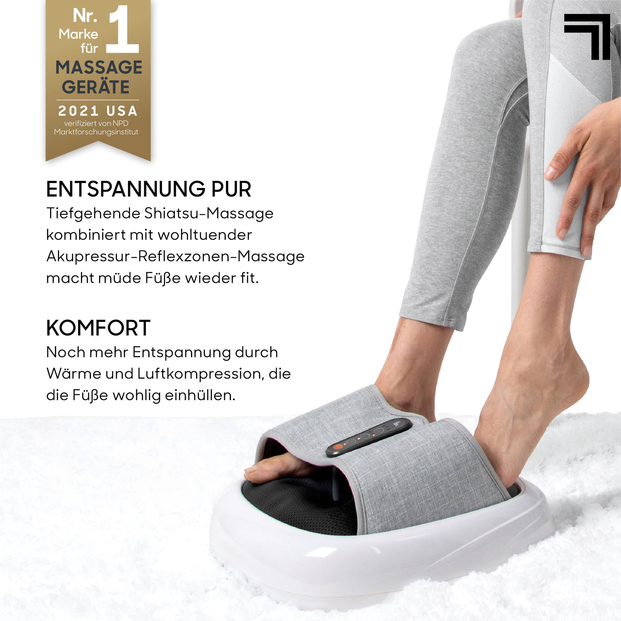 Sharper Image Shiatsu-Fußmassagegerät Fußmassage, mit Akupressur, Kompressions- & Wärmefunktion